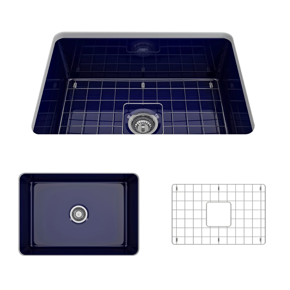 Sotto Dual-mount Fireclay 27 in. Single Bowl Kitchen Sink with Protective Bottom Grid and Strainer 1360