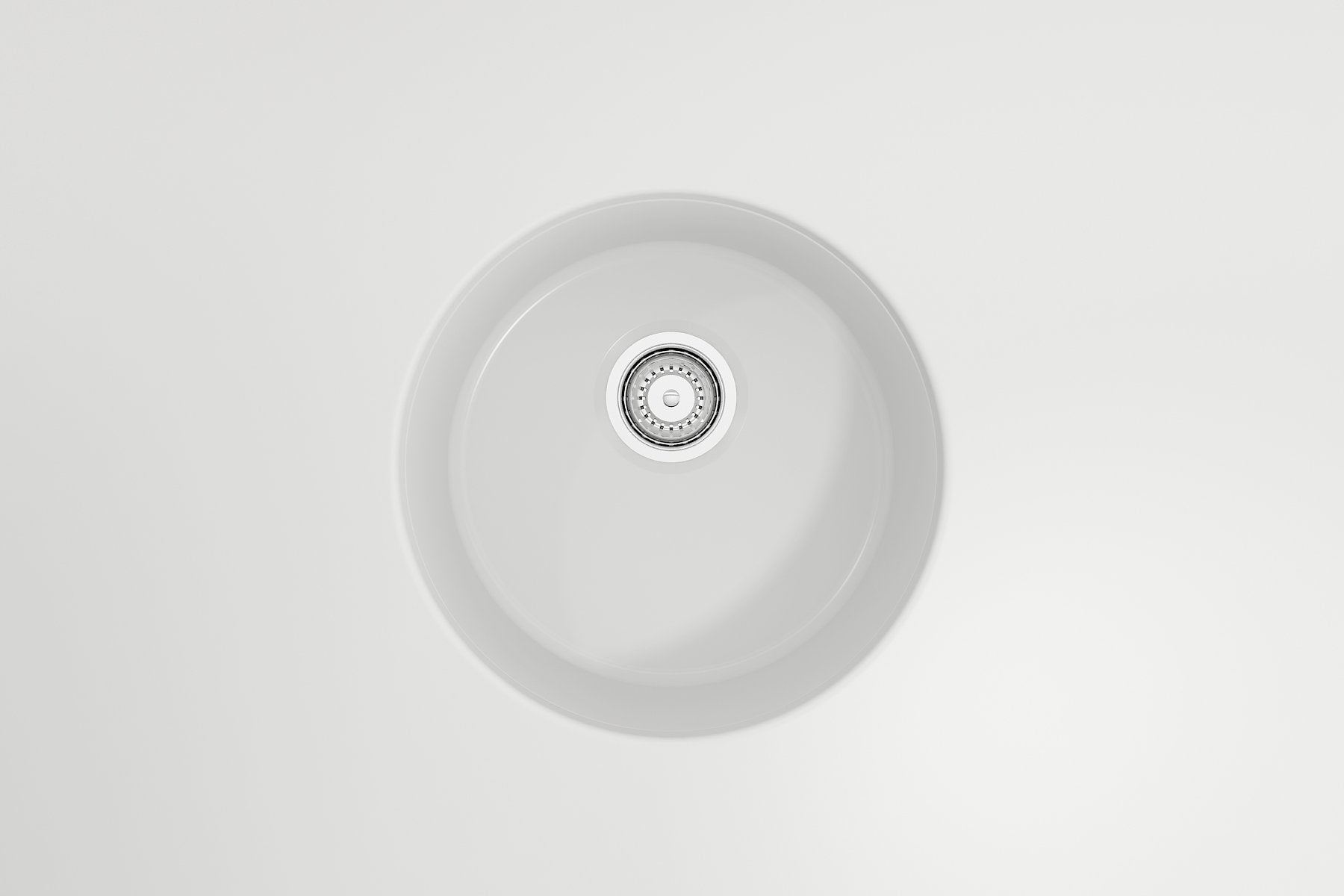 Sotto Round Dual-mount Fireclay 18.5 in. Single Bowl Bar Sink with Protective Bottom Grid and Strainer 1361