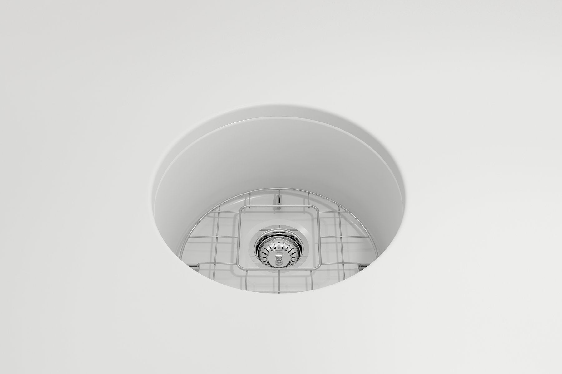 Sotto Round Dual-mount Fireclay 18.5 in. Single Bowl Bar Sink with Protective Bottom Grid and Strainer 1361