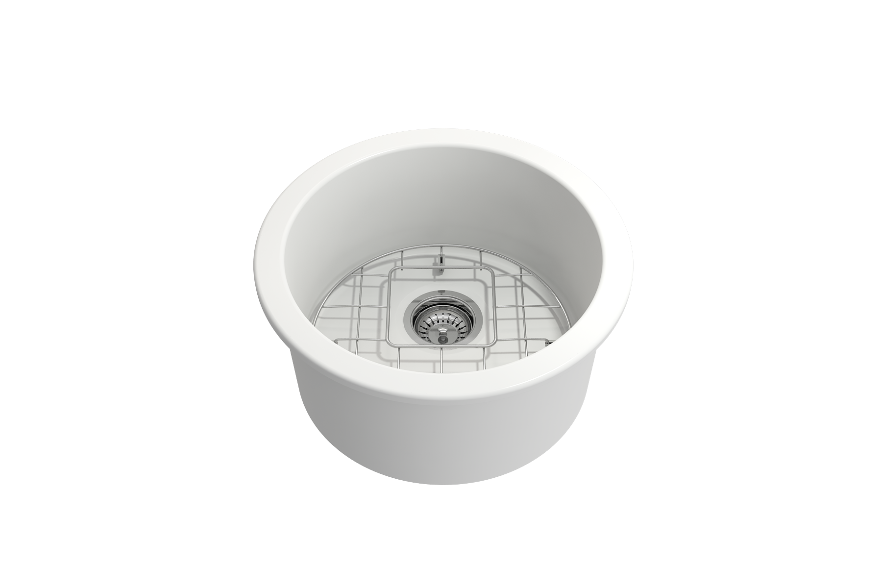 Sotto Round Dual-mount Fireclay 18.5 in. Single Bowl Bar Sink with Protective Bottom Grid and Strainer 1361