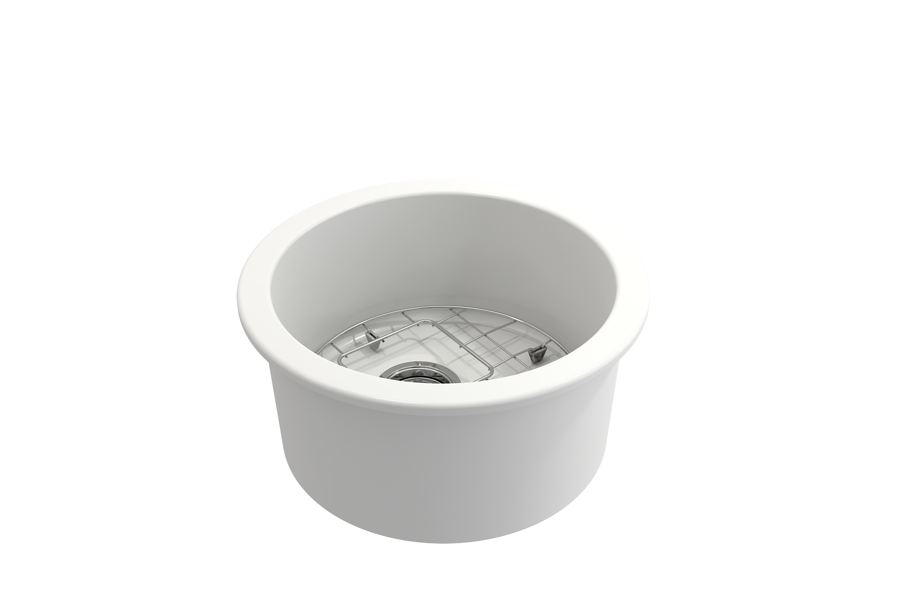 Sotto Round Dual-mount Fireclay 18.5 in. Single Bowl Bar Sink with Protective Bottom Grid and Strainer 1361