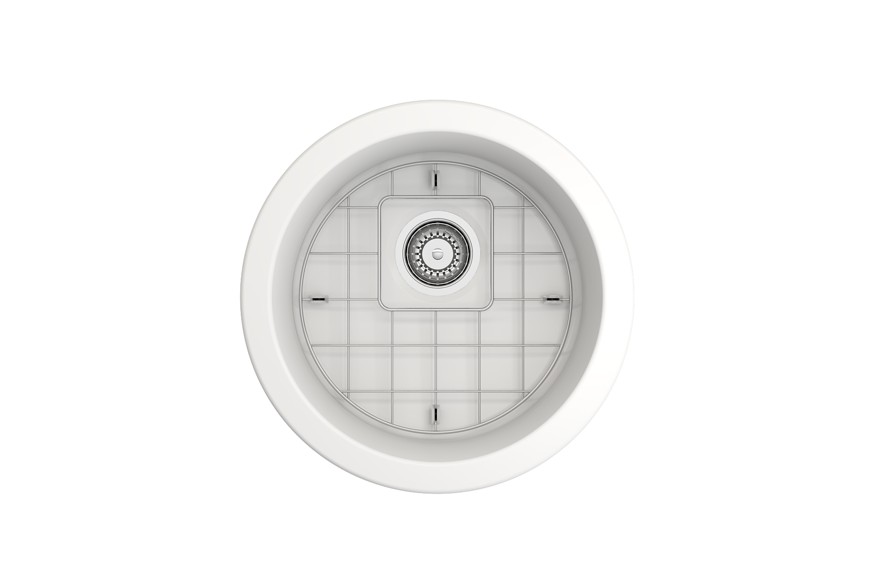 Sotto Round Dual-mount Fireclay 18.5 in. Single Bowl Bar Sink with Protective Bottom Grid and Strainer 1361