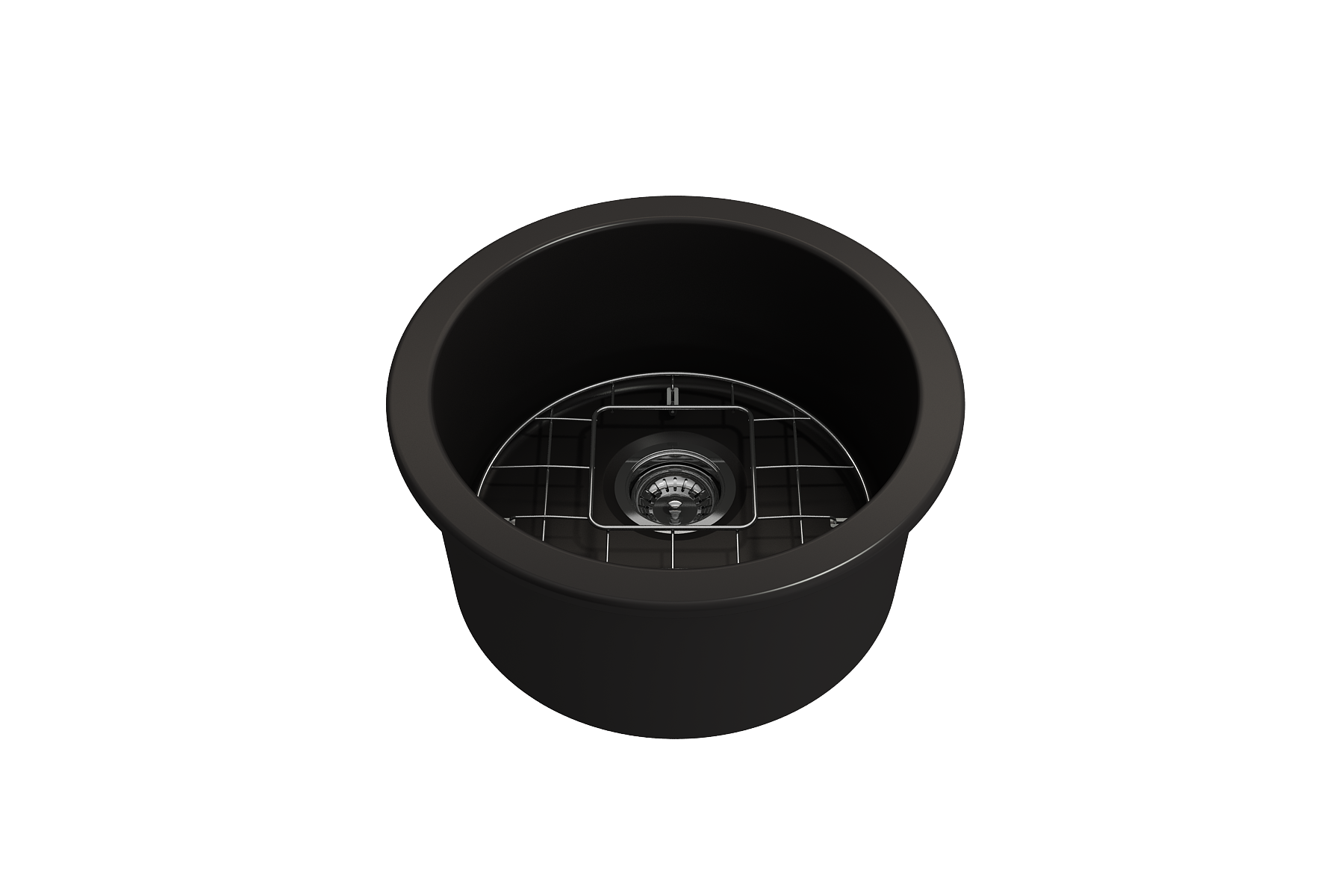 Sotto Round Dual-mount Fireclay 18.5 in. Single Bowl Bar Sink with Protective Bottom Grid and Strainer 1361