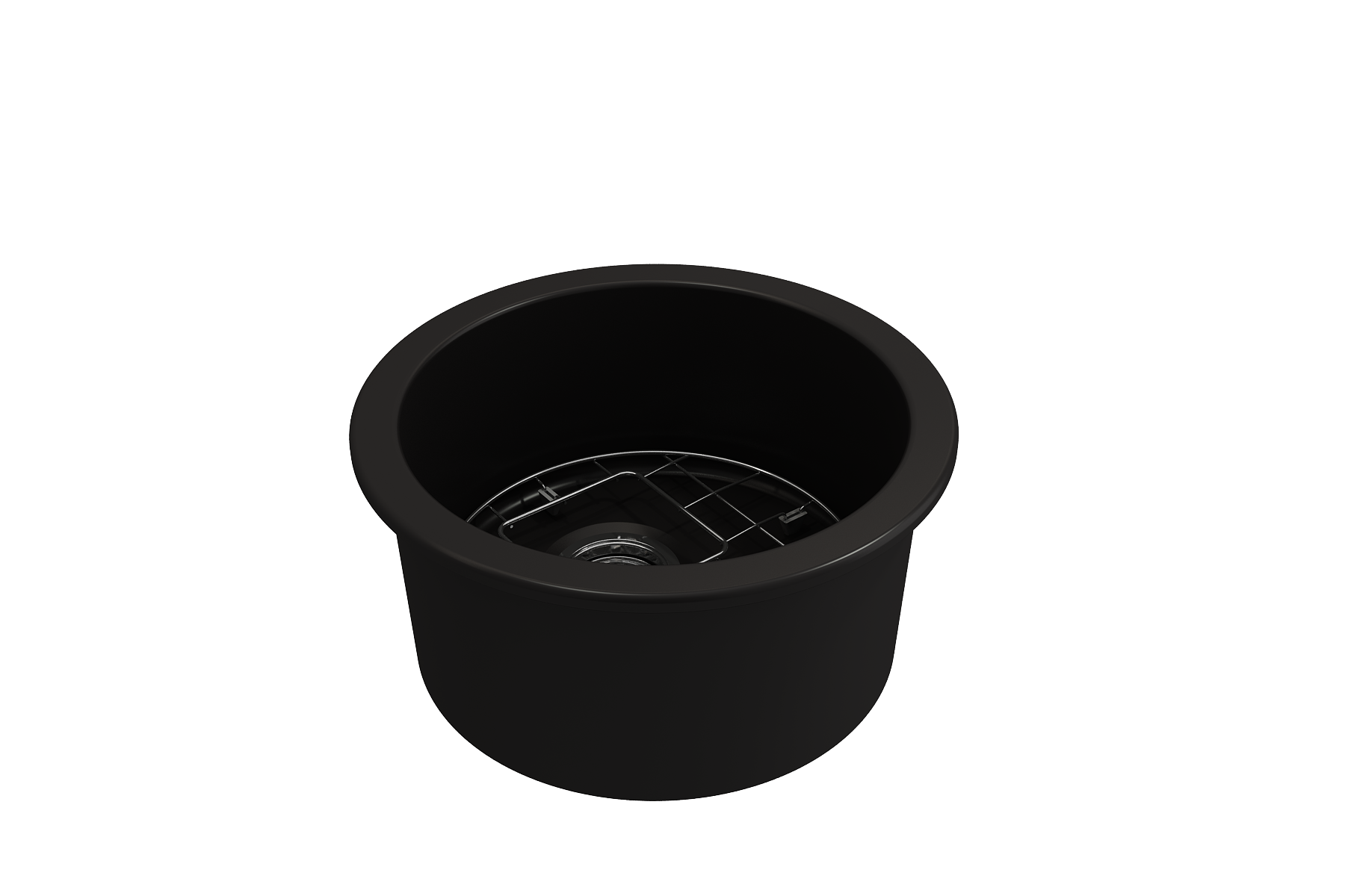 Sotto Round Dual-mount Fireclay 18.5 in. Single Bowl Bar Sink with Protective Bottom Grid and Strainer 1361