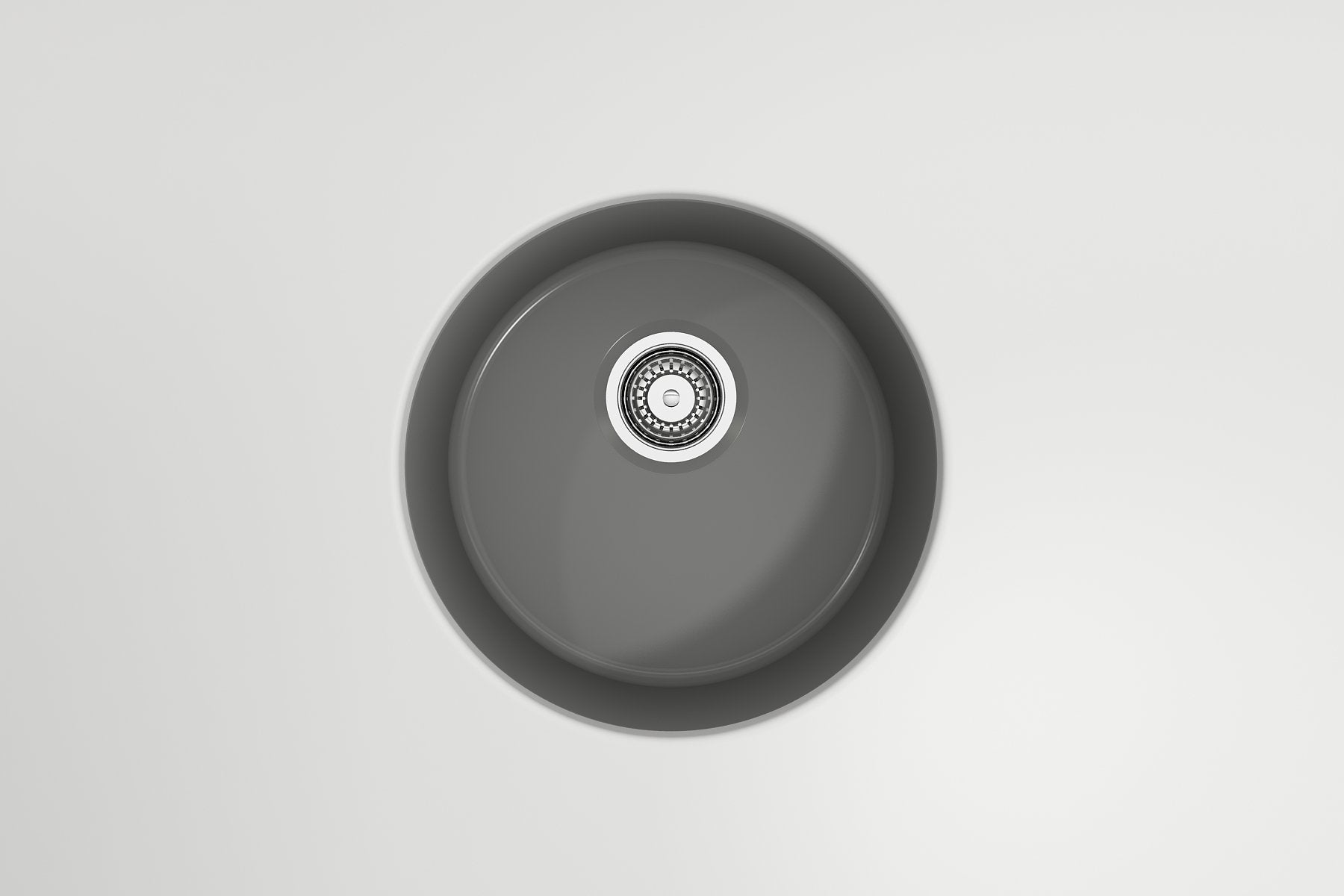 Sotto Round Dual-mount Fireclay 18.5 in. Single Bowl Bar Sink with Protective Bottom Grid and Strainer 1361