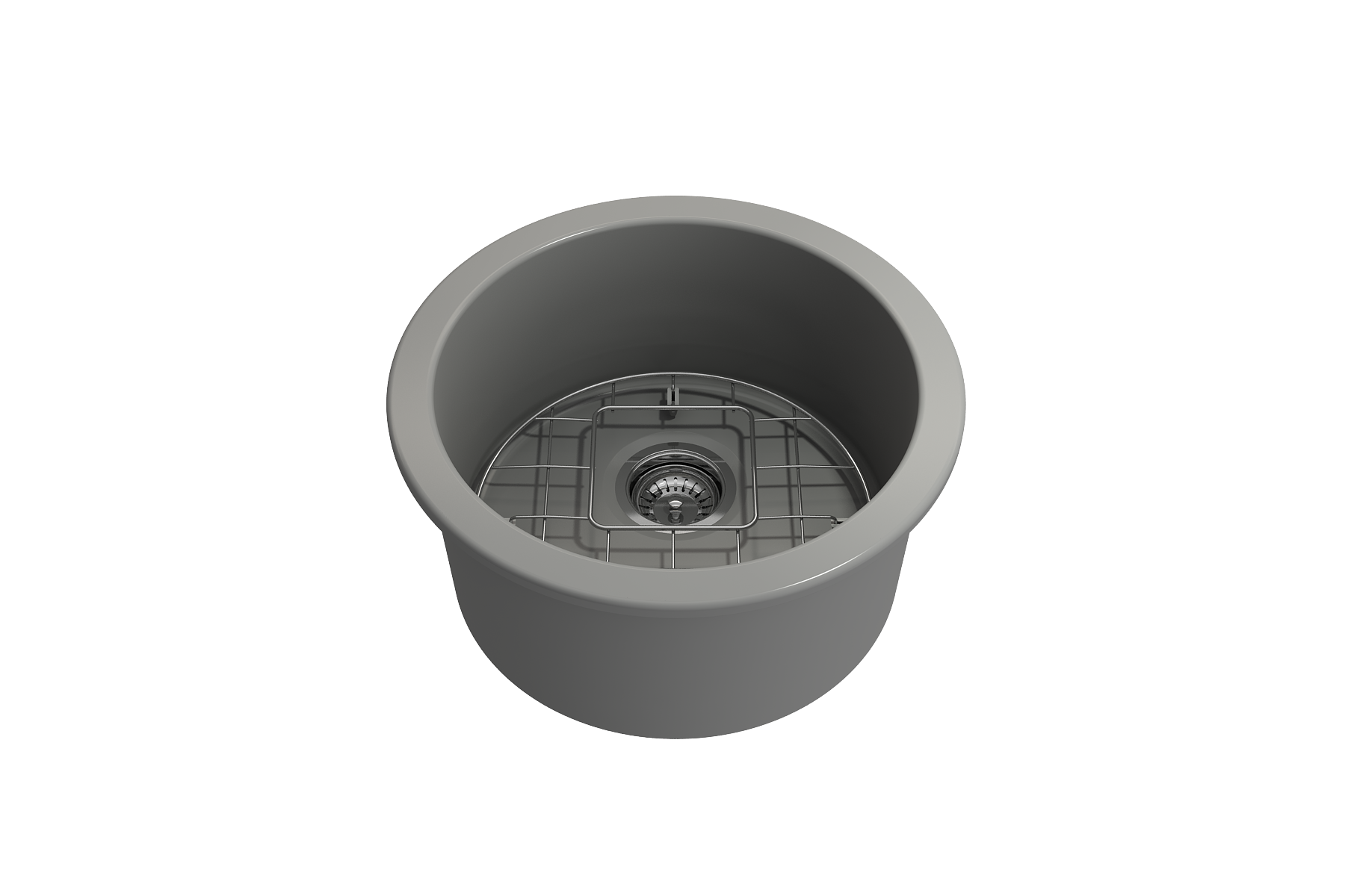 Sotto Round Dual-mount Fireclay 18.5 in. Single Bowl Bar Sink with Protective Bottom Grid and Strainer 1361