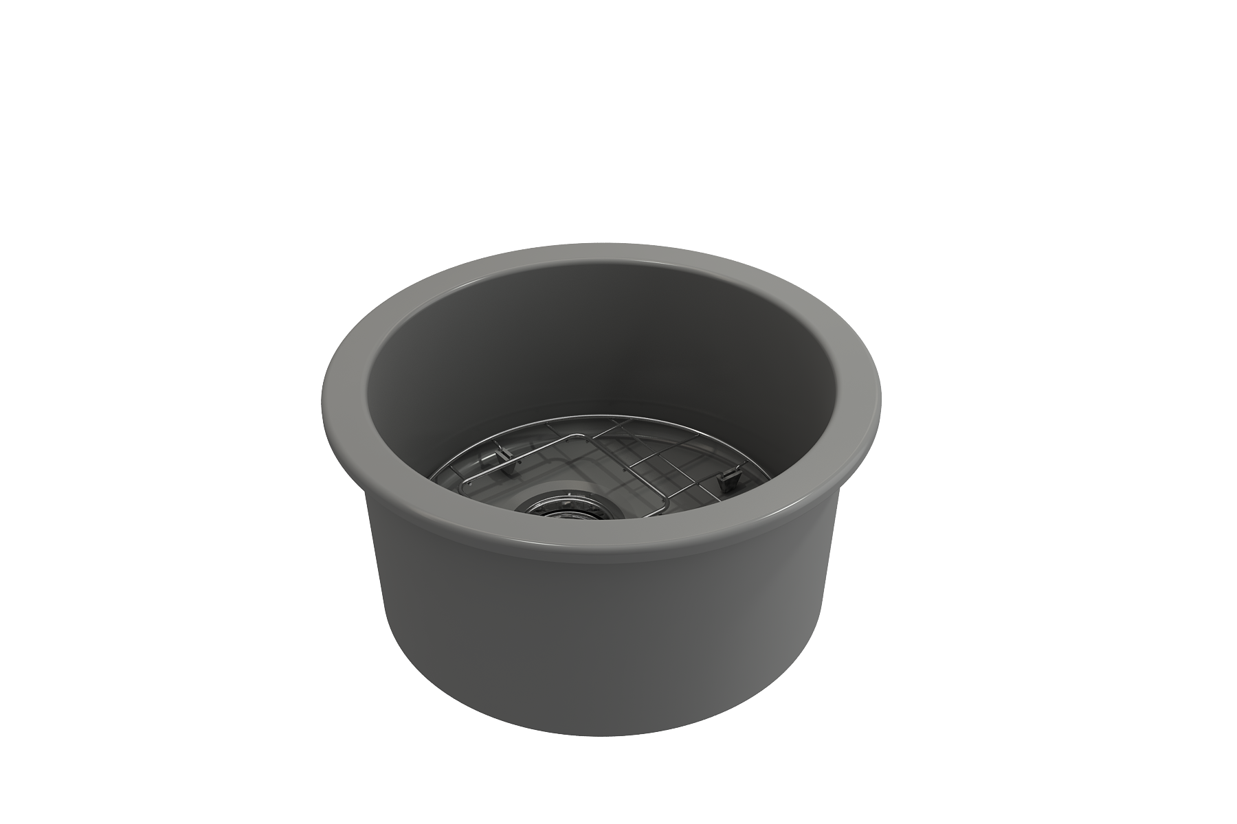 Sotto Round Dual-mount Fireclay 18.5 in. Single Bowl Bar Sink with Protective Bottom Grid and Strainer 1361