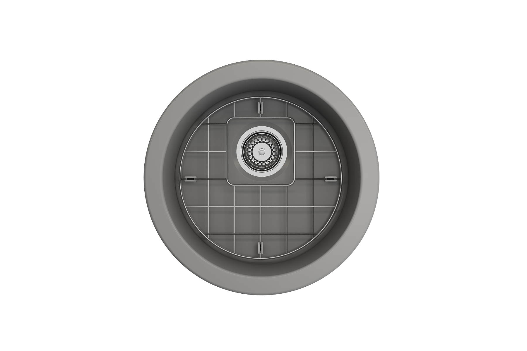 Sotto Round Dual-mount Fireclay 18.5 in. Single Bowl Bar Sink with Protective Bottom Grid and Strainer 1361