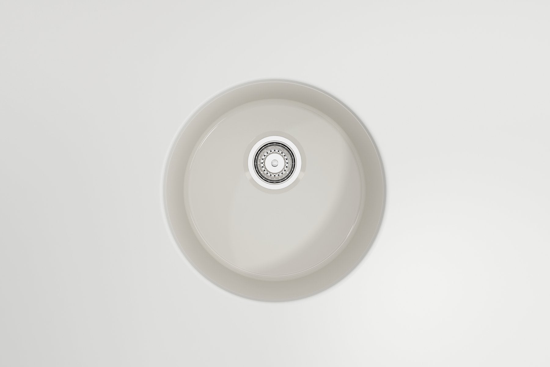 Sotto Round Dual-mount Fireclay 18.5 in. Single Bowl Bar Sink with Protective Bottom Grid and Strainer 1361