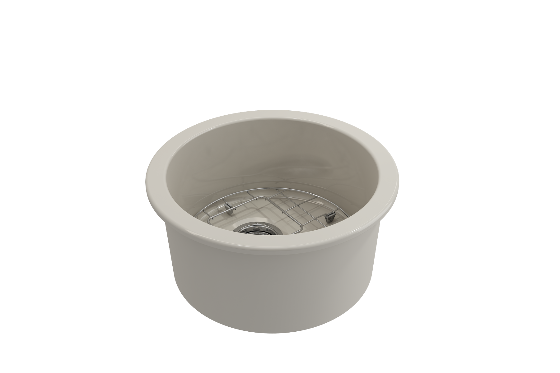 Sotto Round Dual-mount Fireclay 18.5 in. Single Bowl Bar Sink with Protective Bottom Grid and Strainer 1361