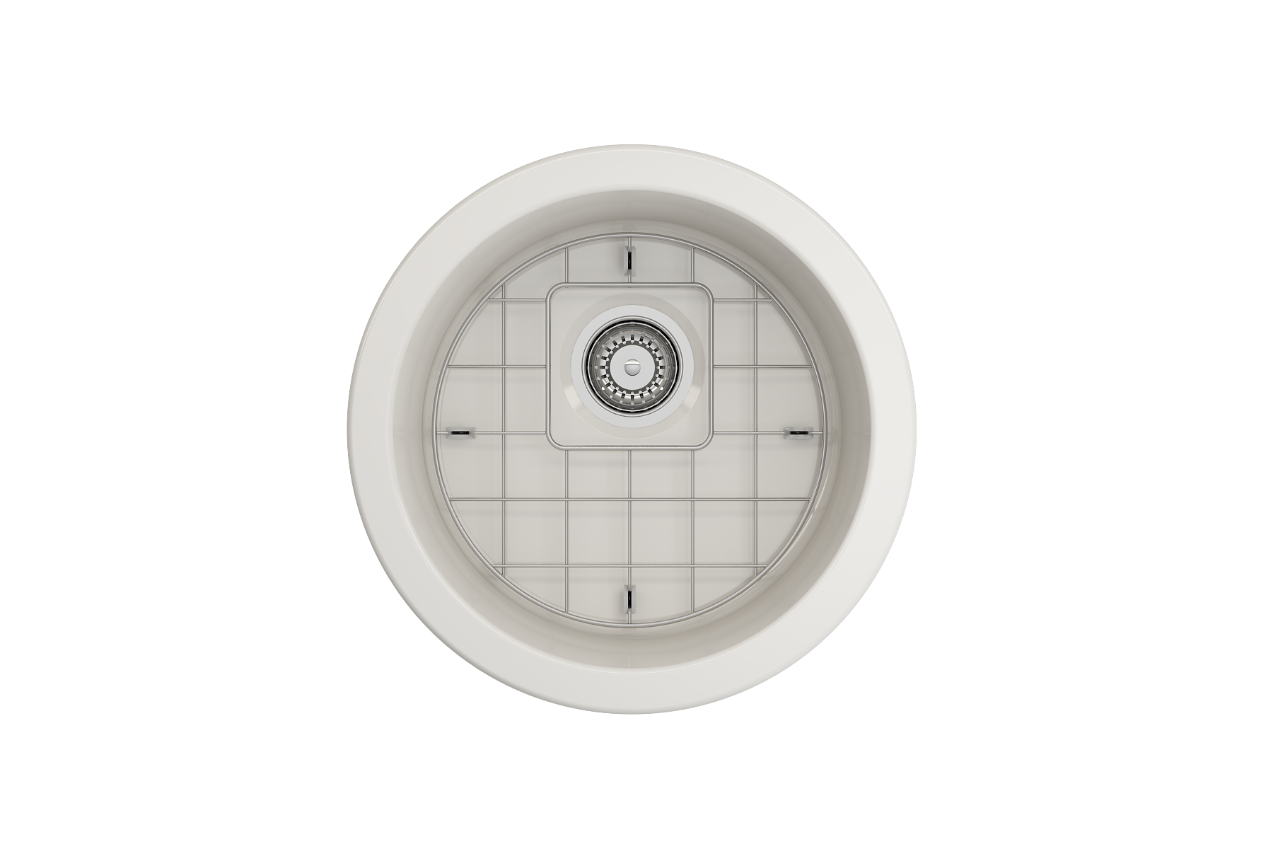 Sotto Round Dual-mount Fireclay 18.5 in. Single Bowl Bar Sink with Protective Bottom Grid and Strainer 1361