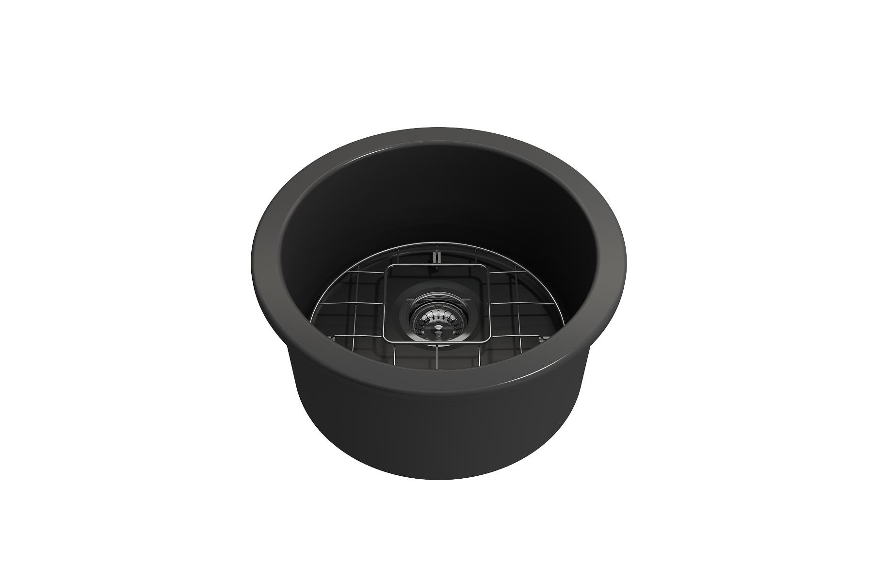 Sotto Round Dual-mount Fireclay 18.5 in. Single Bowl Bar Sink with Protective Bottom Grid and Strainer 1361