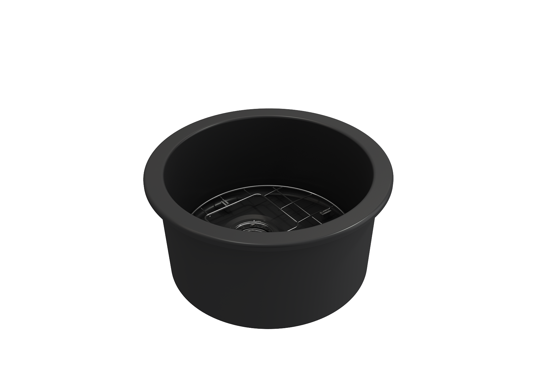 Sotto Round Dual-mount Fireclay 18.5 in. Single Bowl Bar Sink with Protective Bottom Grid and Strainer 1361