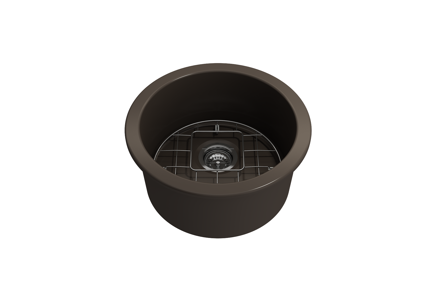 Sotto Round Dual-mount Fireclay 18.5 in. Single Bowl Bar Sink with Protective Bottom Grid and Strainer 1361