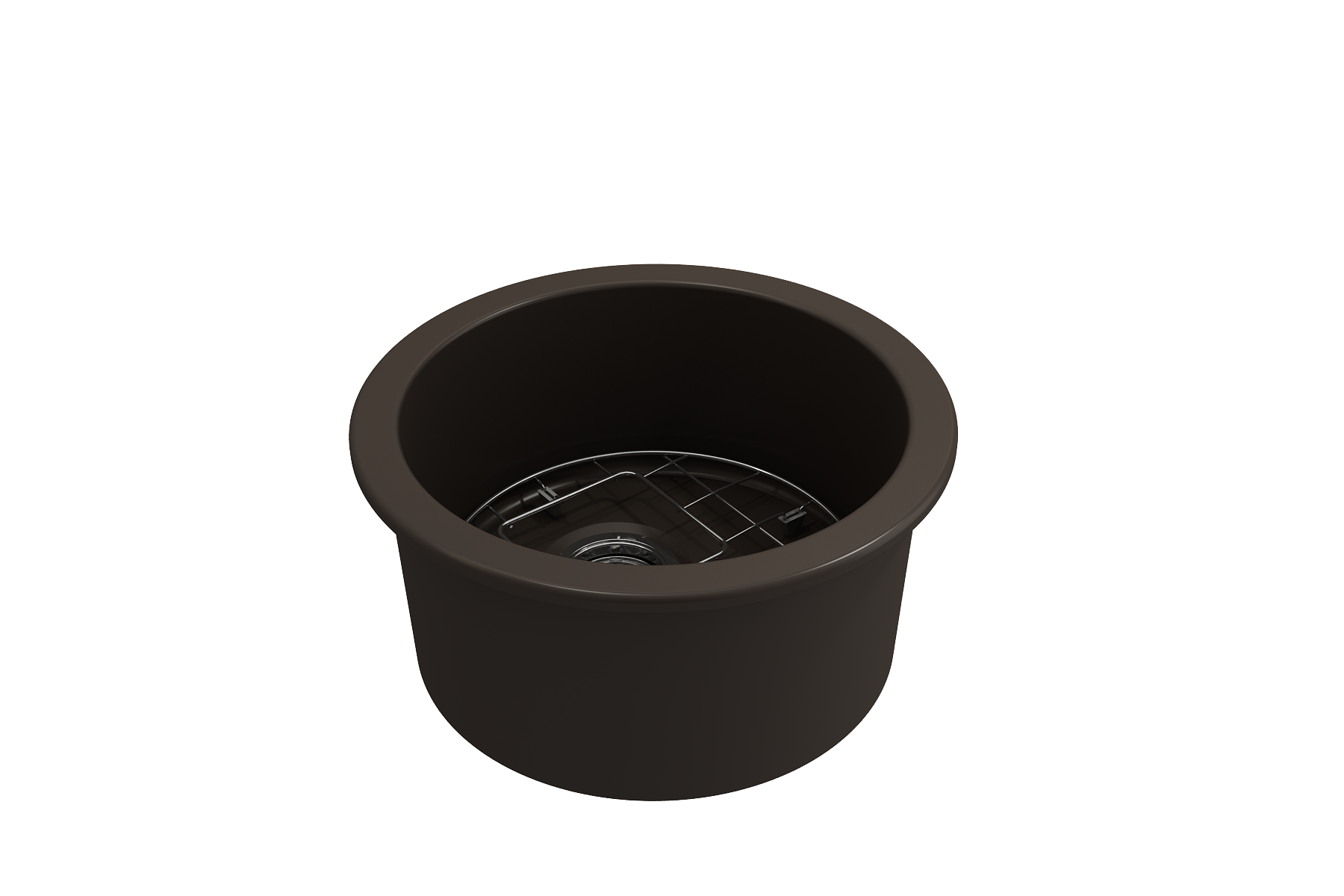 Sotto Round Dual-mount Fireclay 18.5 in. Single Bowl Bar Sink with Protective Bottom Grid and Strainer 1361
