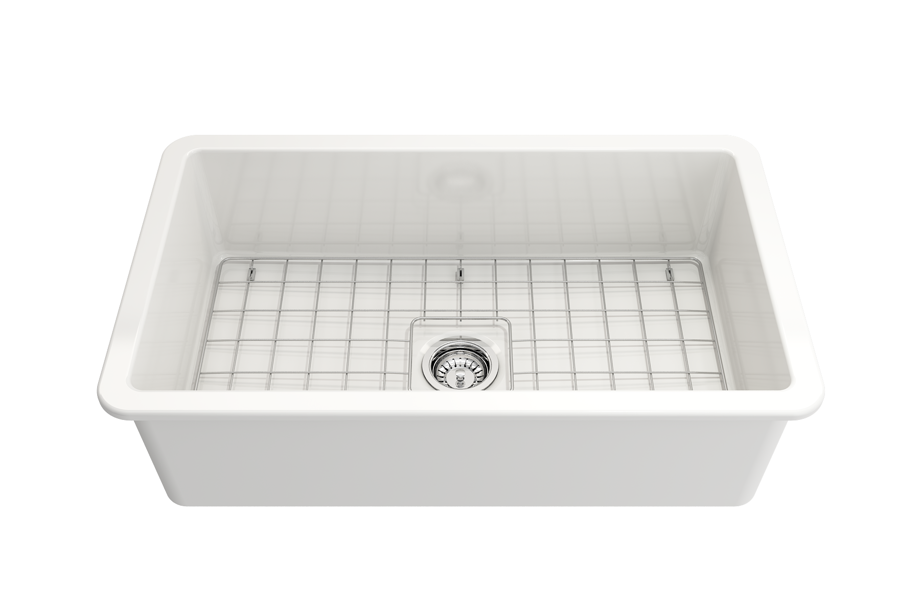 Sotto Dual-mount Fireclay 32 in. Single Bowl Kitchen Sink with Protective Bottom Grid and Strainer 1362