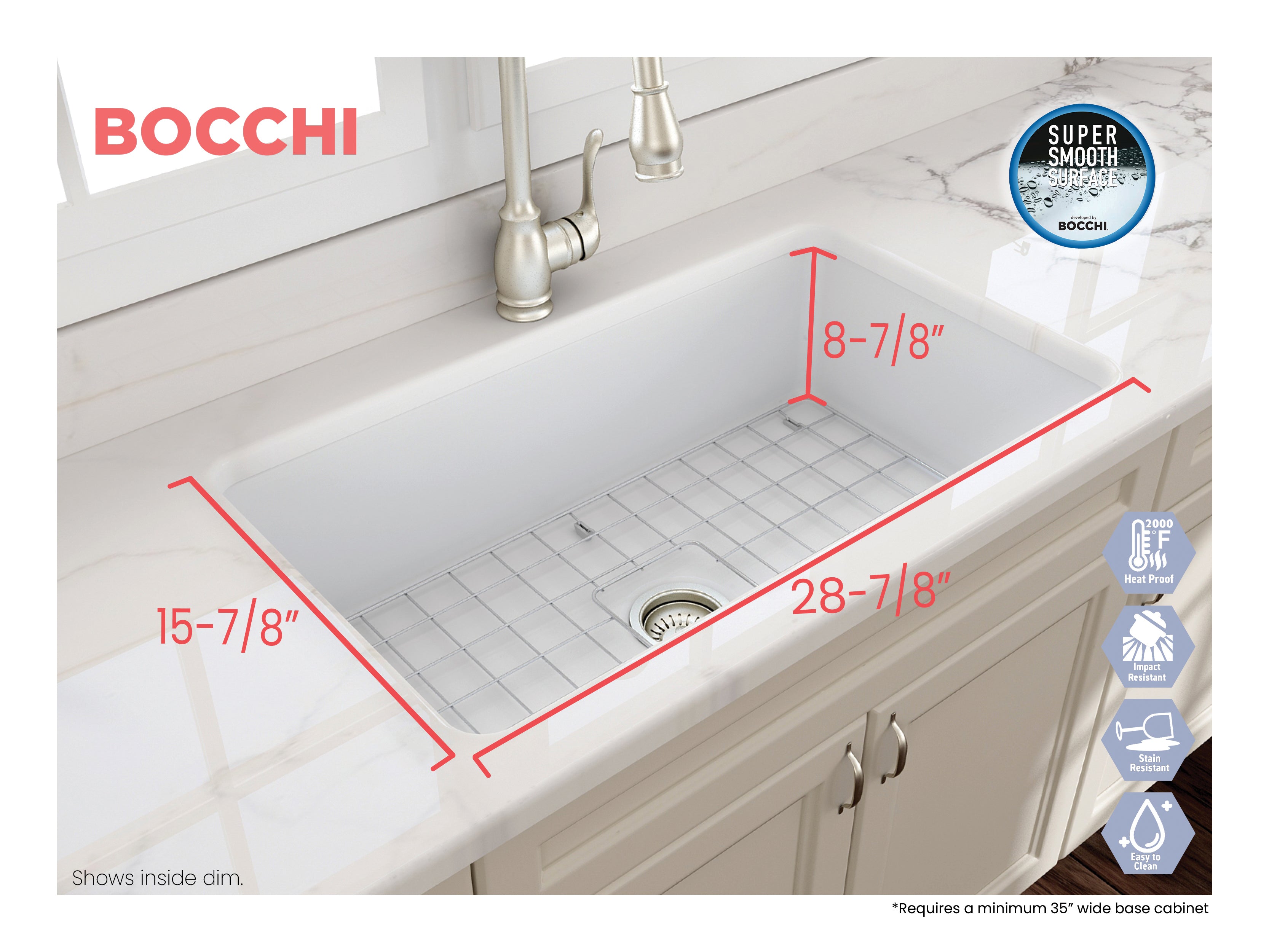 Sotto Dual-mount Fireclay 32 in. Single Bowl Kitchen Sink with Protective Bottom Grid and Strainer 1362