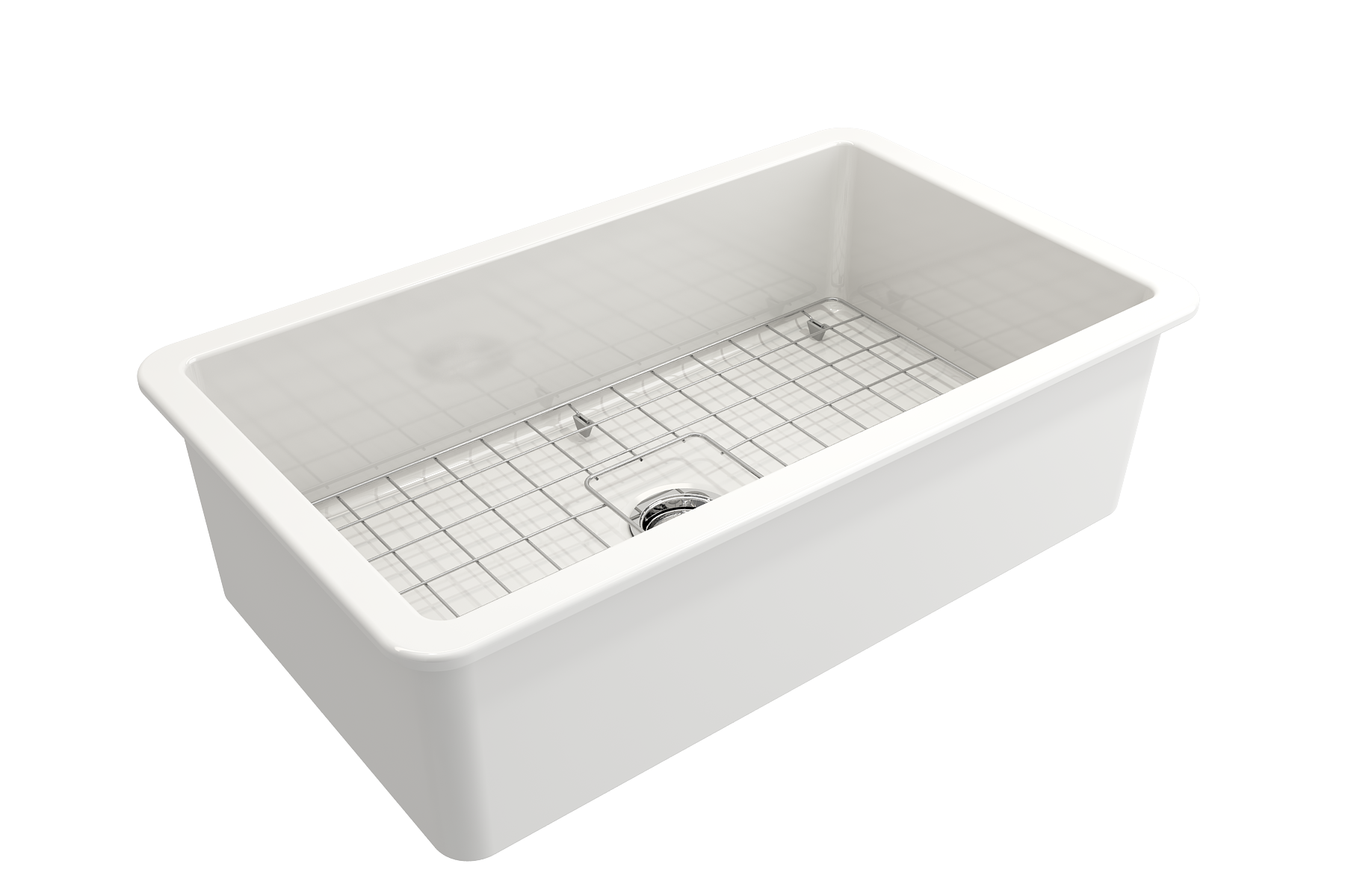 Sotto Dual-mount Fireclay 32 in. Single Bowl Kitchen Sink with Protective Bottom Grid and Strainer 1362