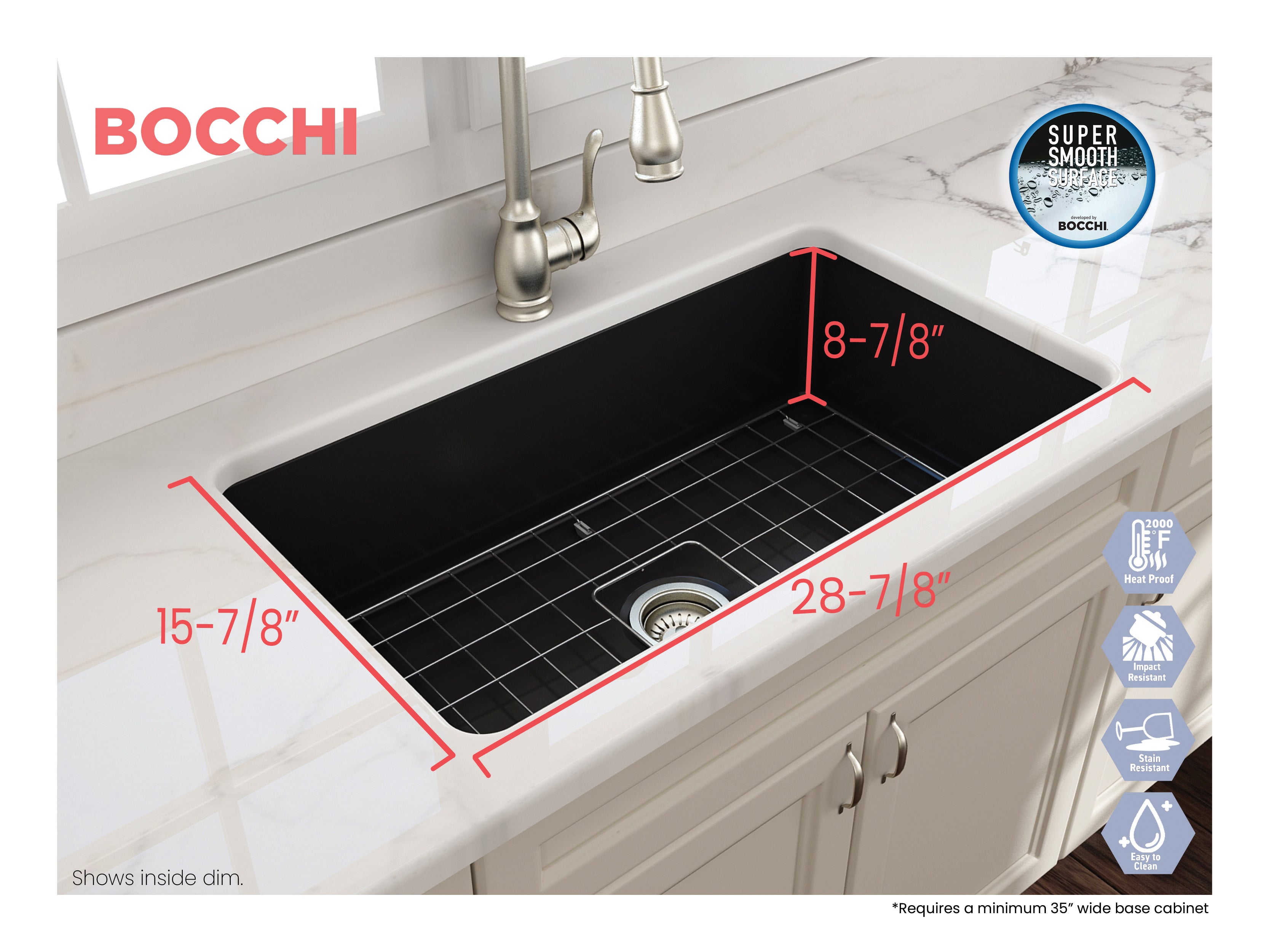 Sotto Dual-mount Fireclay 32 in. Single Bowl Kitchen Sink with Protective Bottom Grid and Strainer 1362