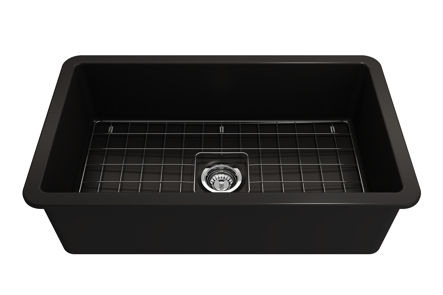Sotto Dual-mount Fireclay 32 in. Single Bowl Kitchen Sink with Protective Bottom Grid and Strainer 1362