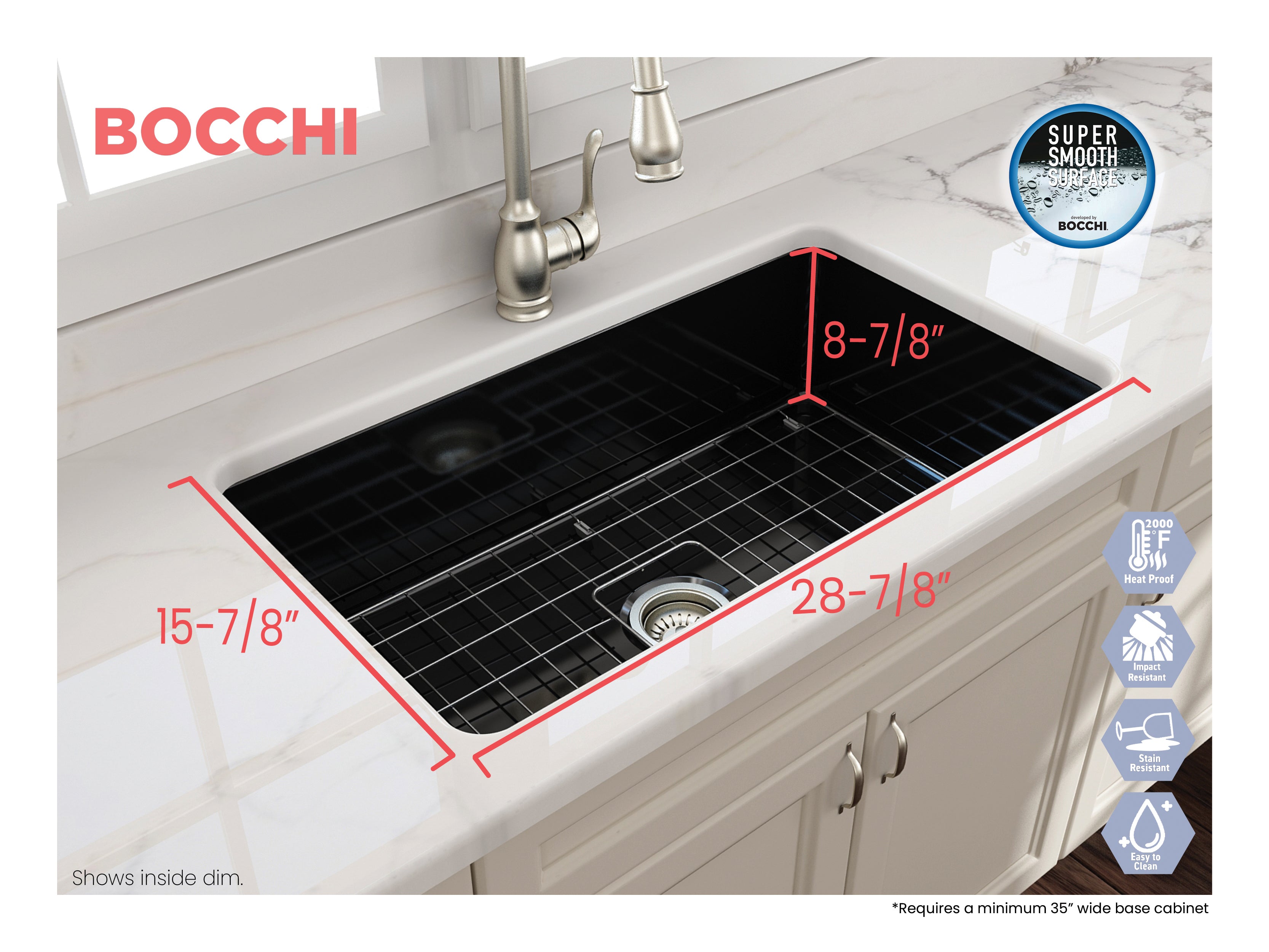 Sotto Dual-mount Fireclay 32 in. Single Bowl Kitchen Sink with Protective Bottom Grid and Strainer 1362