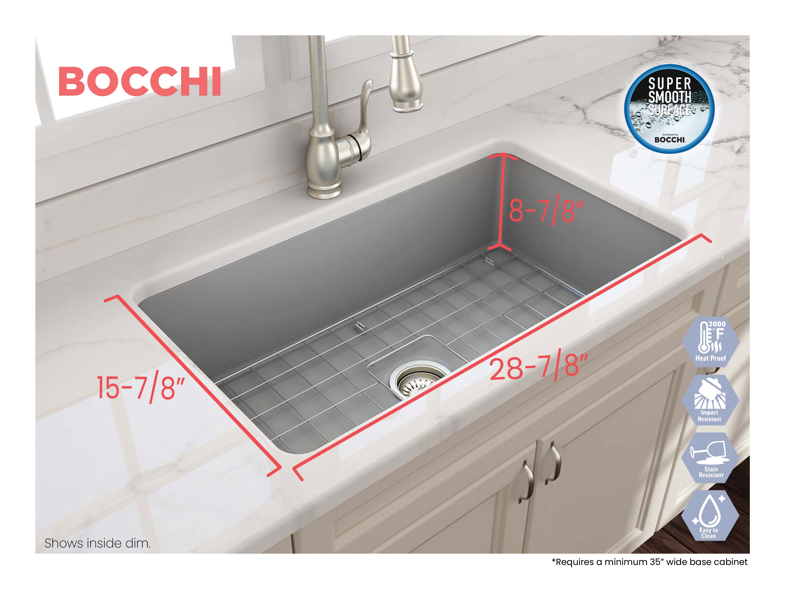 Sotto Dual-mount Fireclay 32 in. Single Bowl Kitchen Sink with Protective Bottom Grid and Strainer 1362