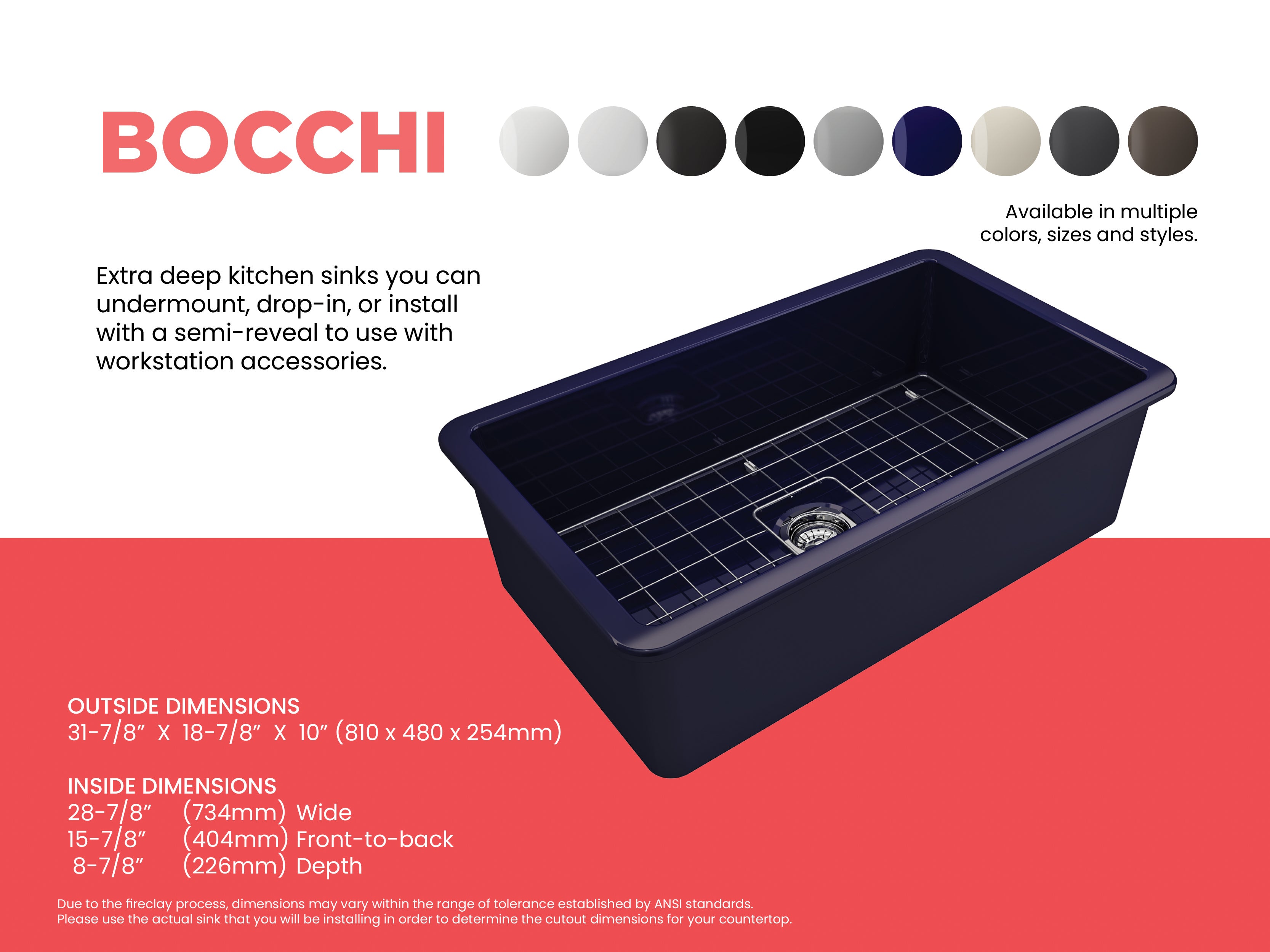 Sotto Dual-mount Fireclay 32 in. Single Bowl Kitchen Sink with Protective Bottom Grid and Strainer 1362
