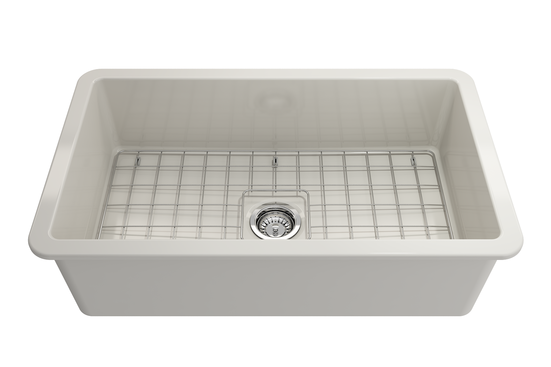 Sotto Dual-mount Fireclay 32 in. Single Bowl Kitchen Sink with Protective Bottom Grid and Strainer 1362