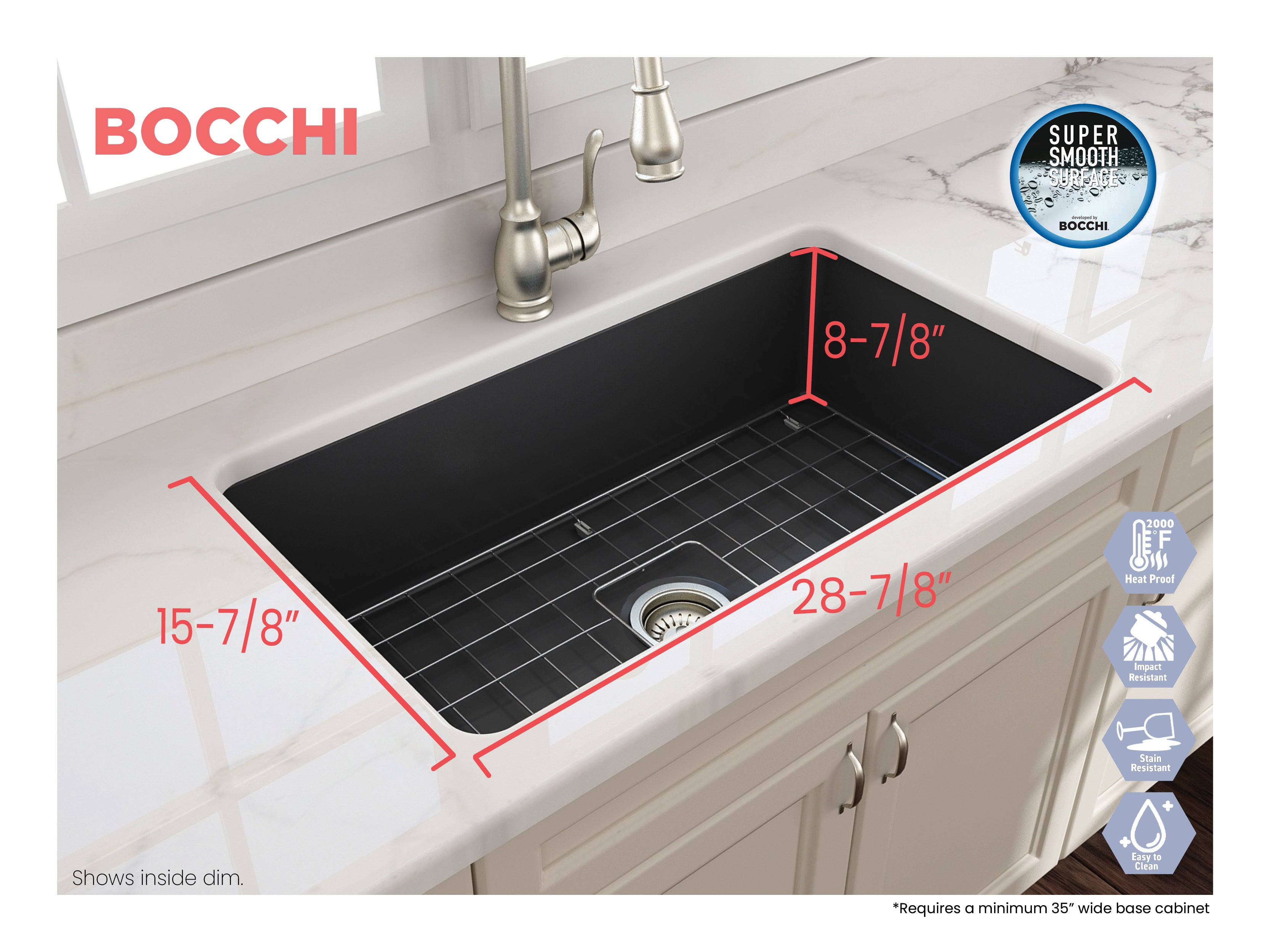 Sotto Dual-mount Fireclay 32 in. Single Bowl Kitchen Sink with Protective Bottom Grid and Strainer 1362