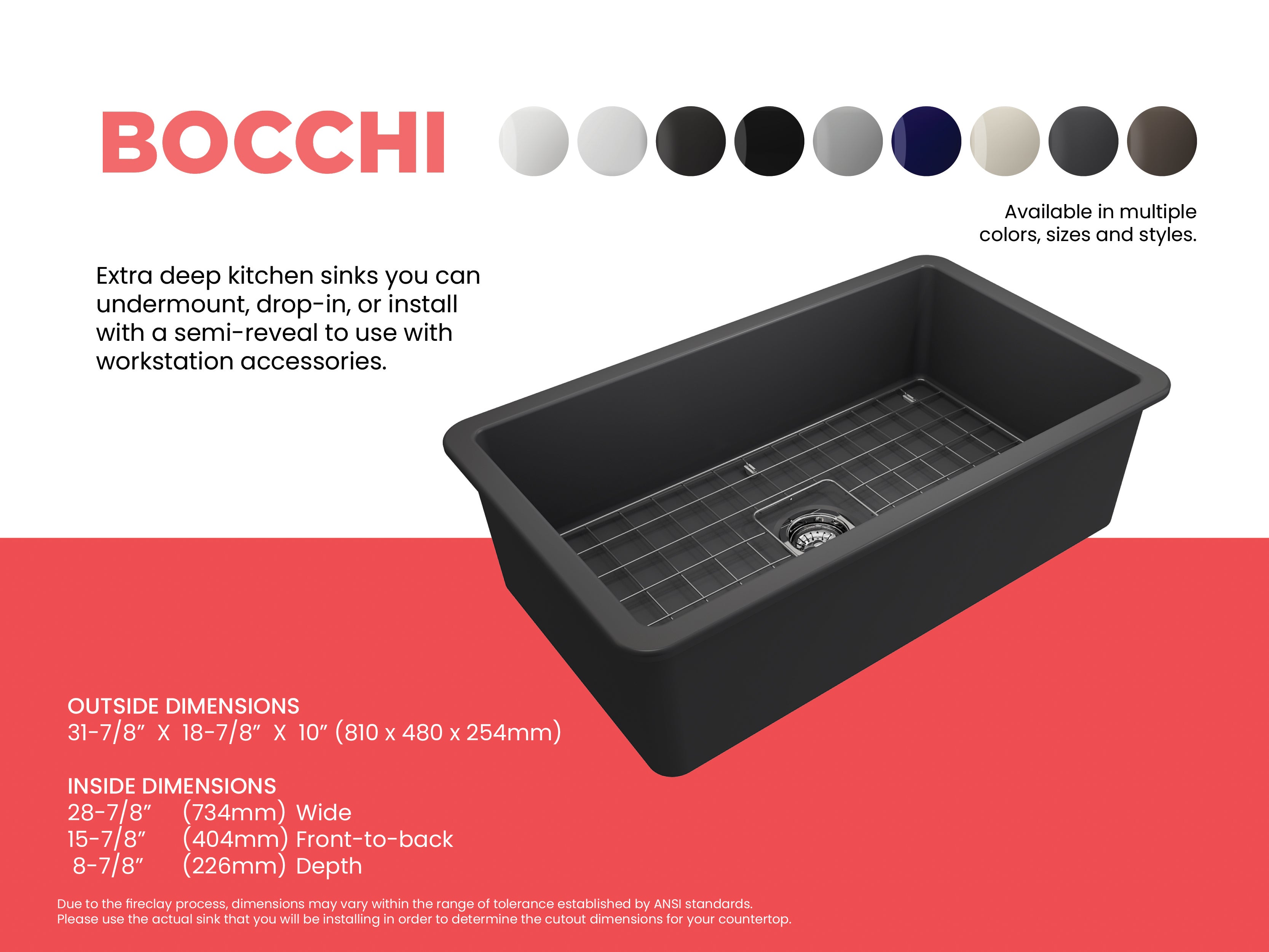 Sotto Dual-mount Fireclay 32 in. Single Bowl Kitchen Sink with Protective Bottom Grid and Strainer 1362