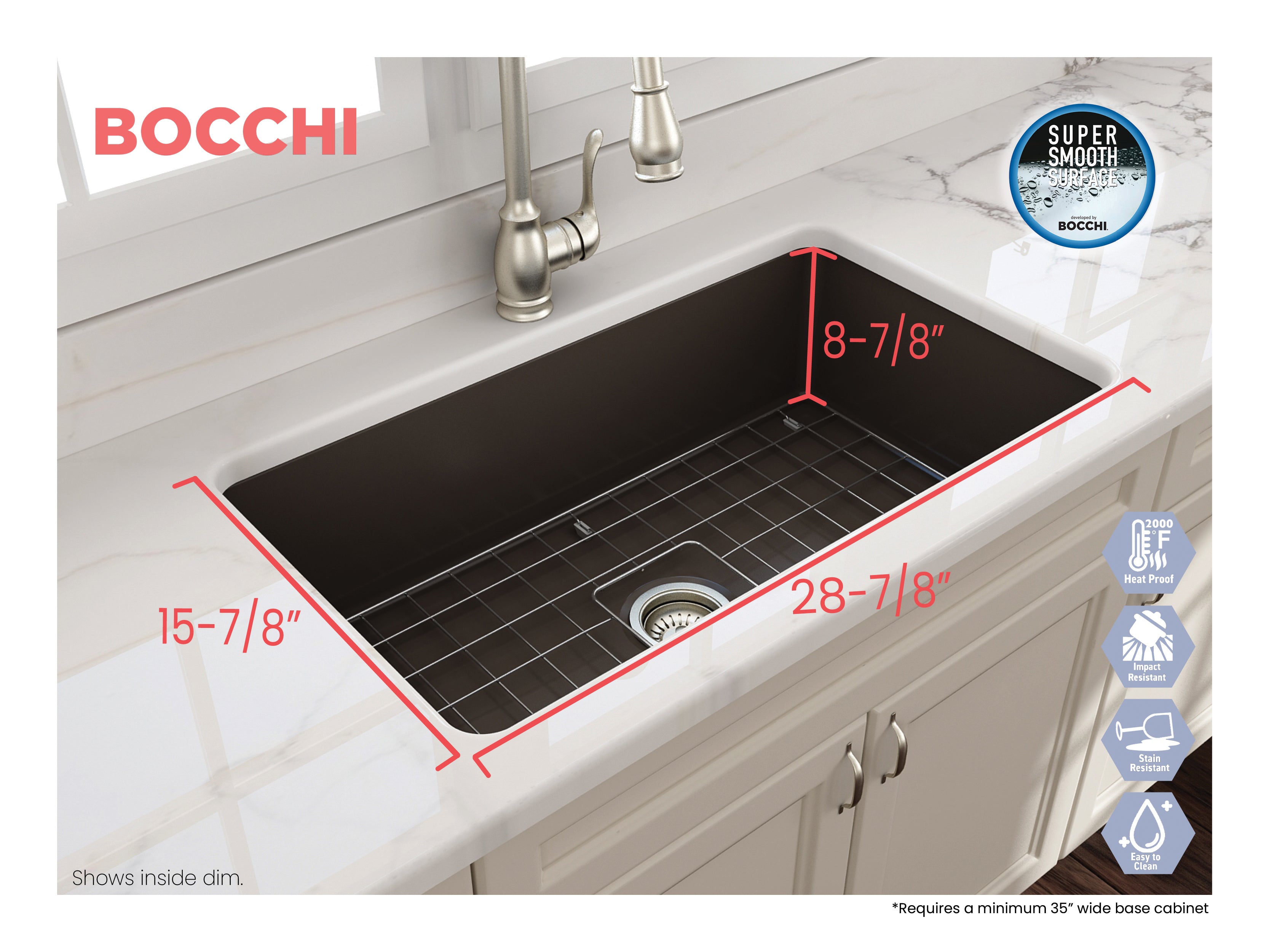 Sotto Dual-mount Fireclay 32 in. Single Bowl Kitchen Sink with Protective Bottom Grid and Strainer 1362