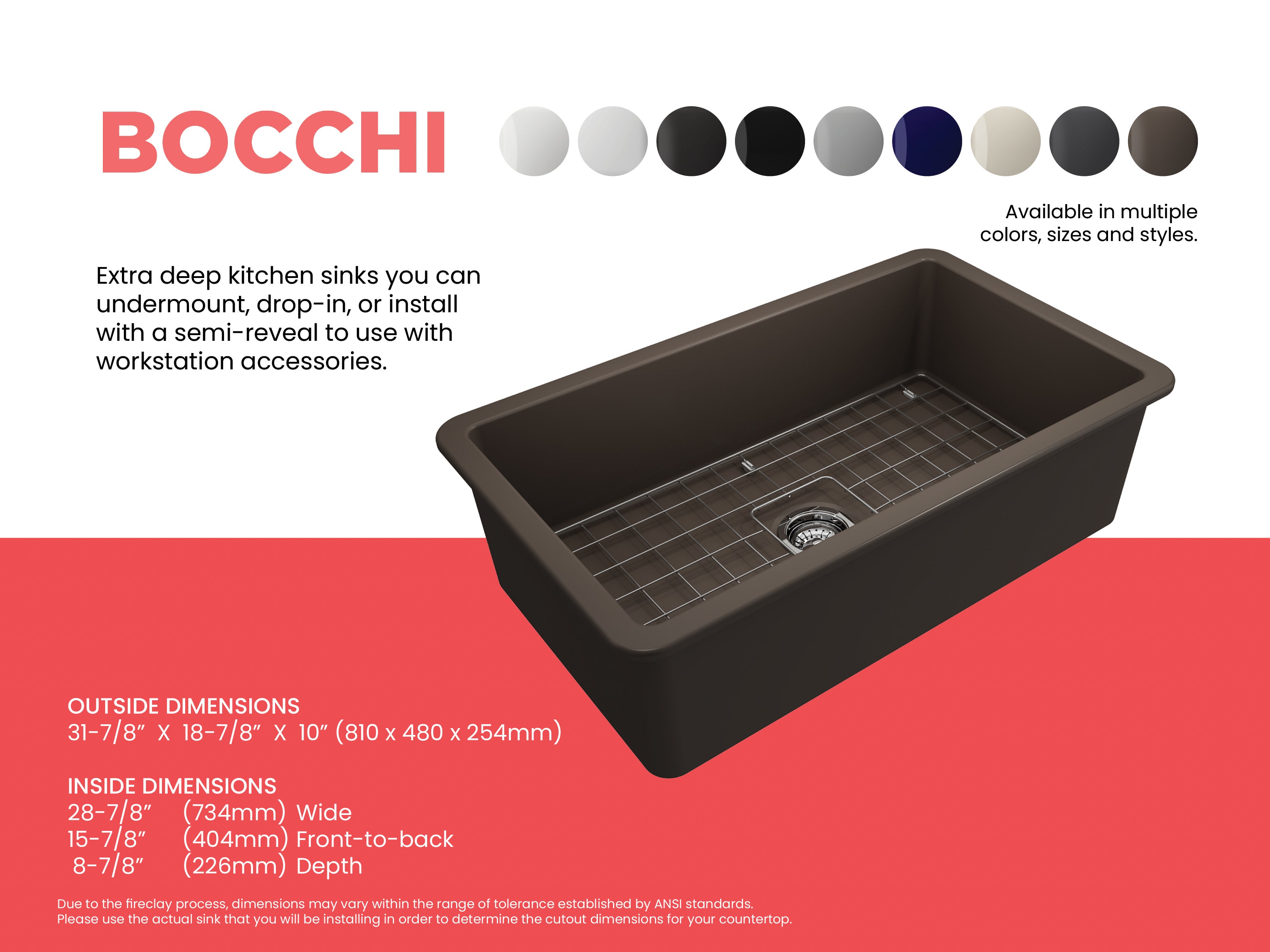Sotto Dual-mount Fireclay 32 in. Single Bowl Kitchen Sink with Protective Bottom Grid and Strainer 1362