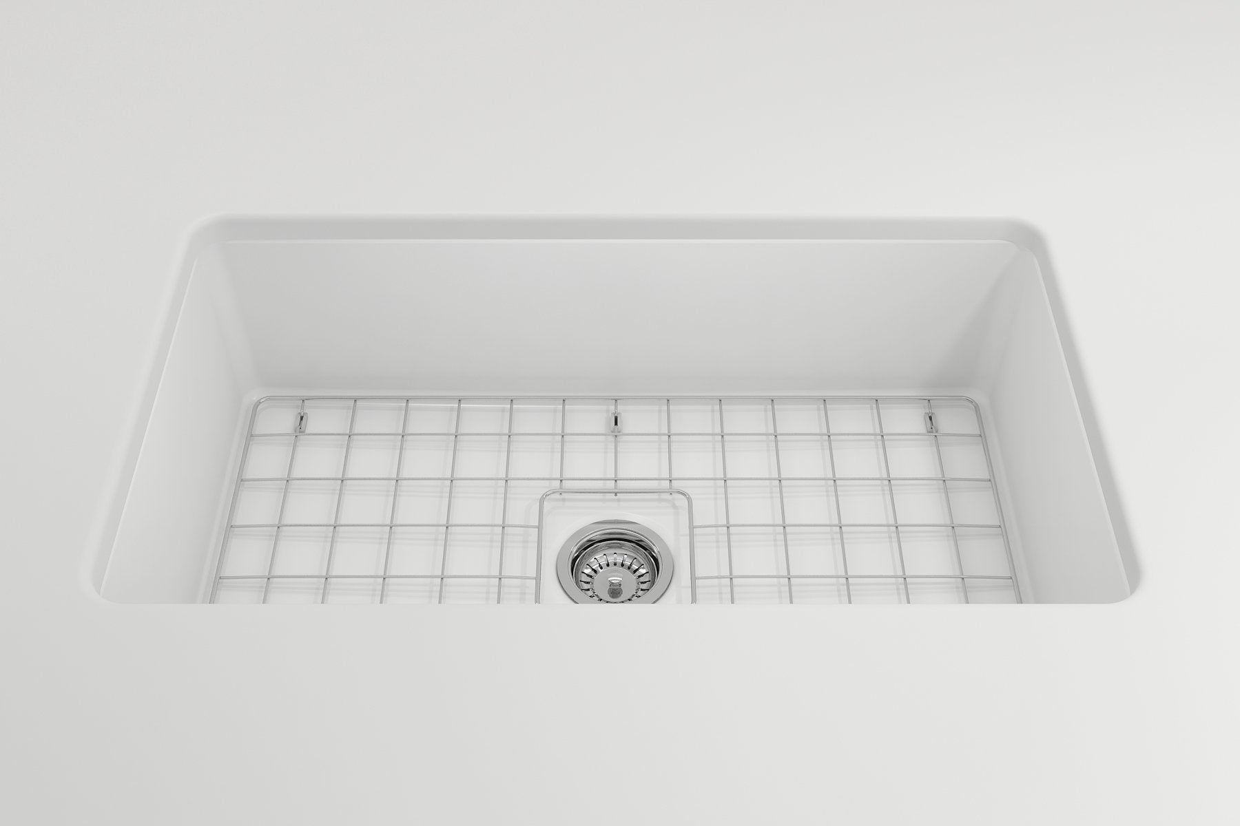 Sotto Dual-mount Fireclay 32 in. Single Bowl Kitchen Sink with Protective Bottom Grid and Strainer 1362