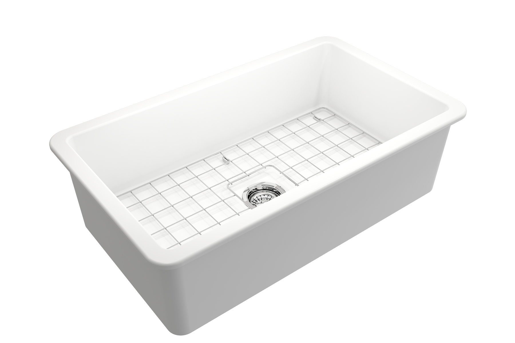 Sotto Dual-mount Fireclay 32 in. Single Bowl Kitchen Sink with Protective Bottom Grid and Strainer 1362