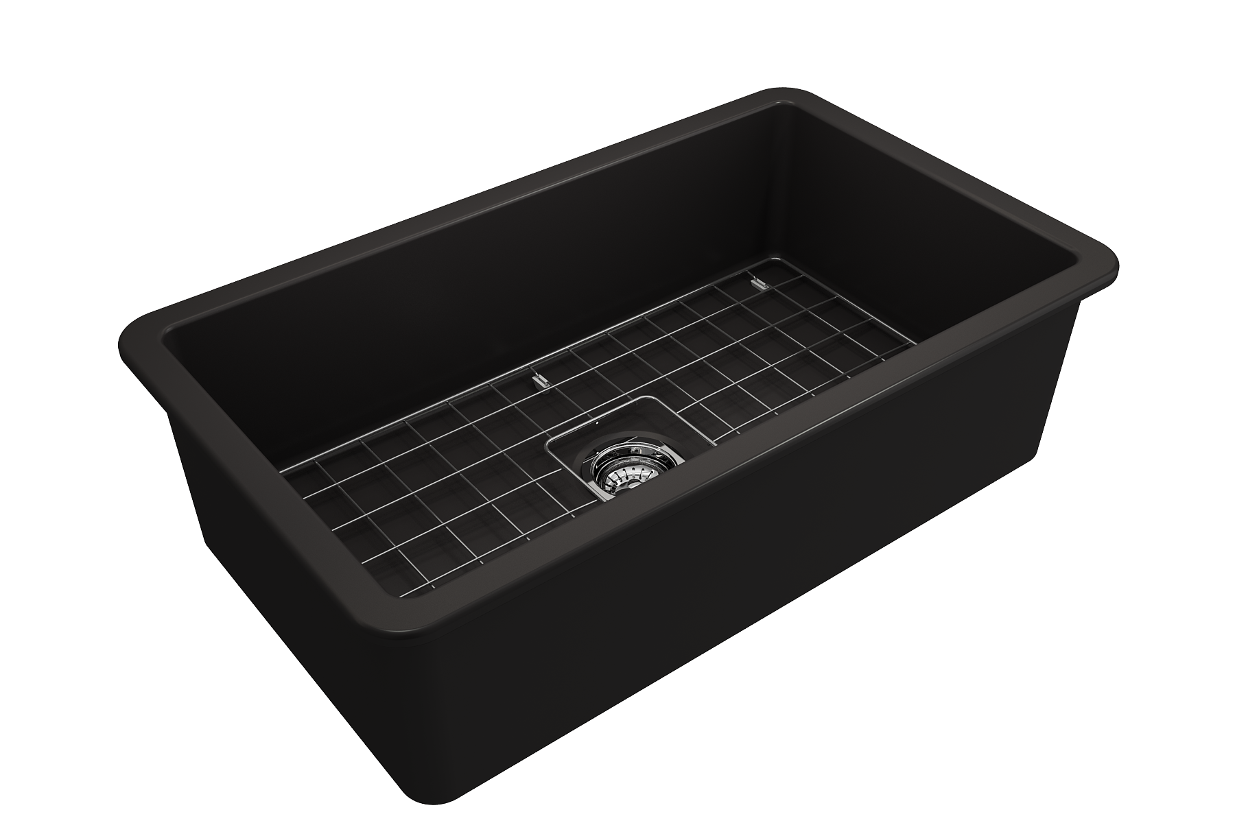 Sotto Dual-mount Fireclay 32 in. Single Bowl Kitchen Sink with Protective Bottom Grid and Strainer 1362