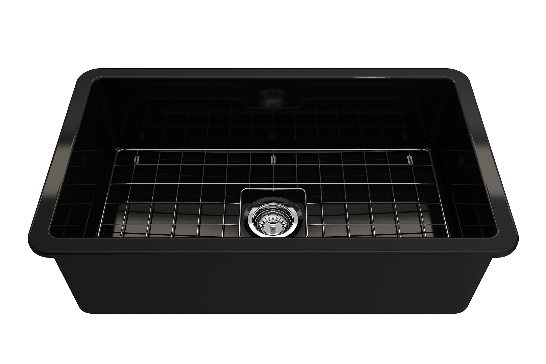 Sotto Dual-mount Fireclay 32 in. Single Bowl Kitchen Sink with Protective Bottom Grid and Strainer 1362