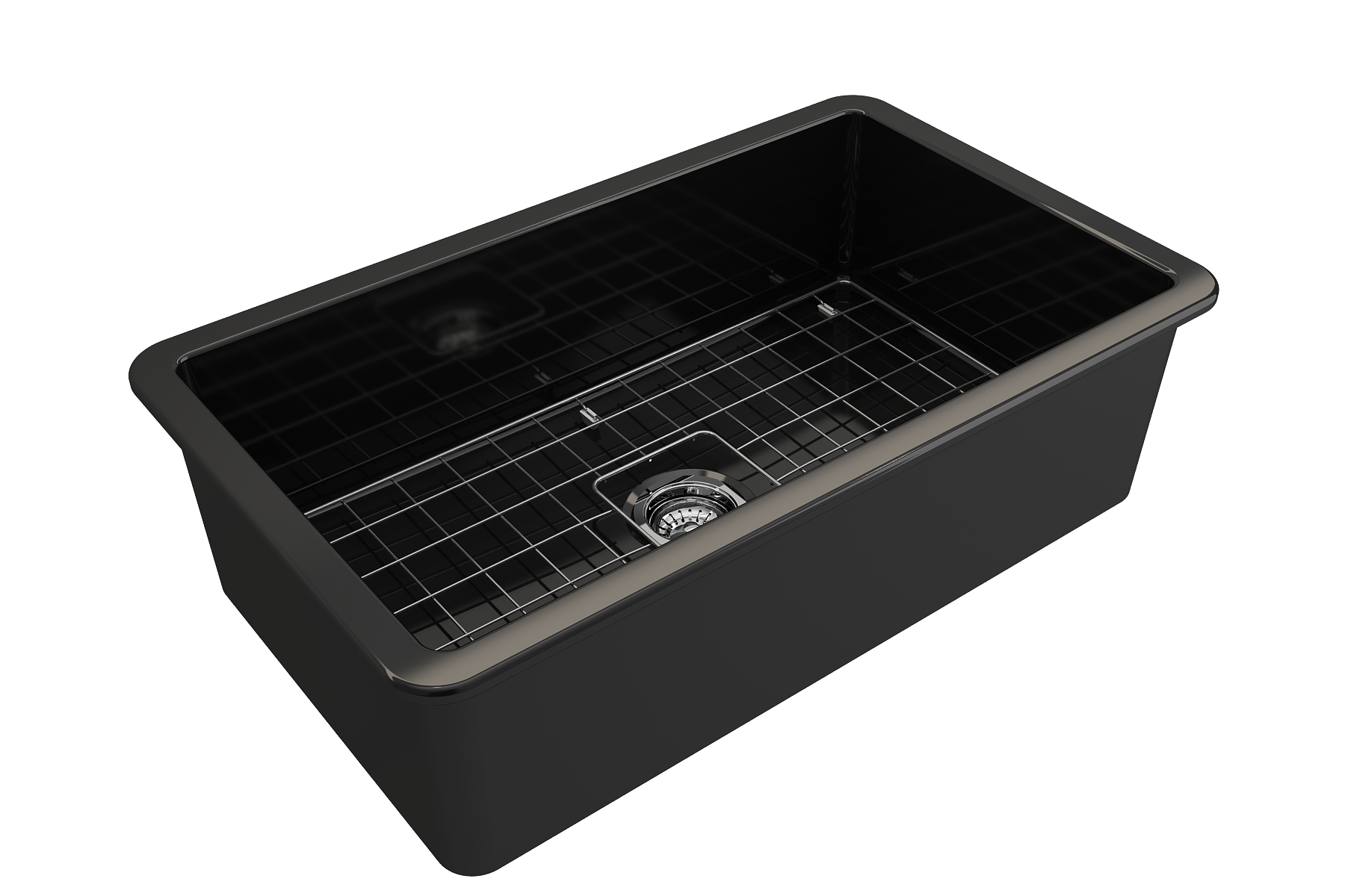 Sotto Dual-mount Fireclay 32 in. Single Bowl Kitchen Sink with Protective Bottom Grid and Strainer 1362