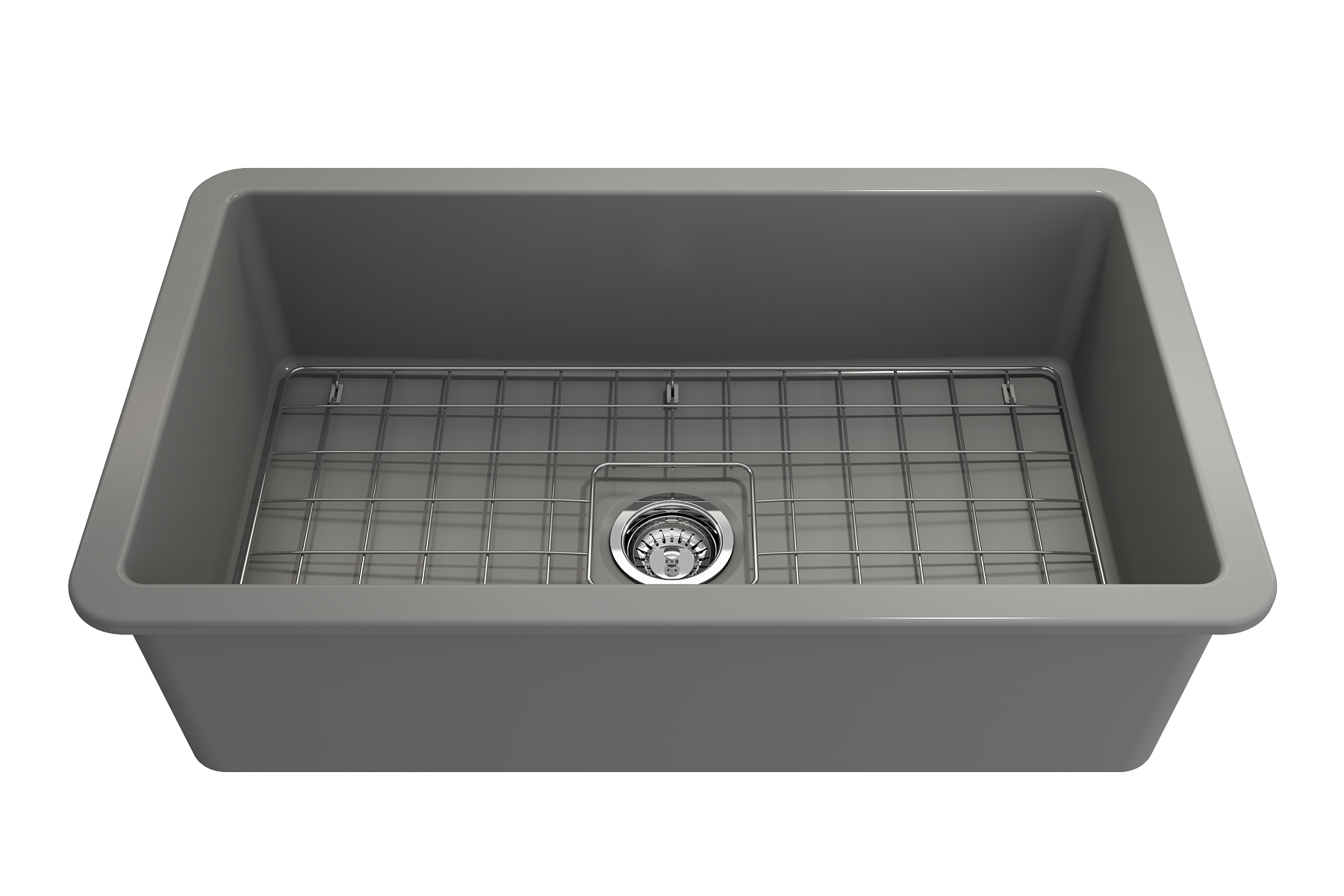 Sotto Dual-mount Fireclay 32 in. Single Bowl Kitchen Sink with Protective Bottom Grid and Strainer 1362