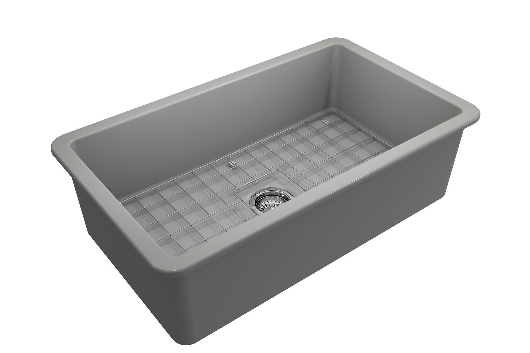 Sotto Dual-mount Fireclay 32 in. Single Bowl Kitchen Sink with Protective Bottom Grid and Strainer 1362