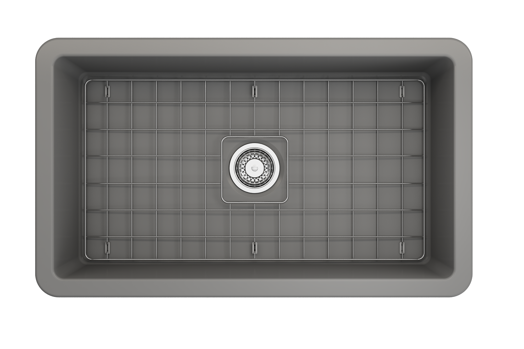 Sotto Dual-mount Fireclay 32 in. Single Bowl Kitchen Sink with Protective Bottom Grid and Strainer 1362