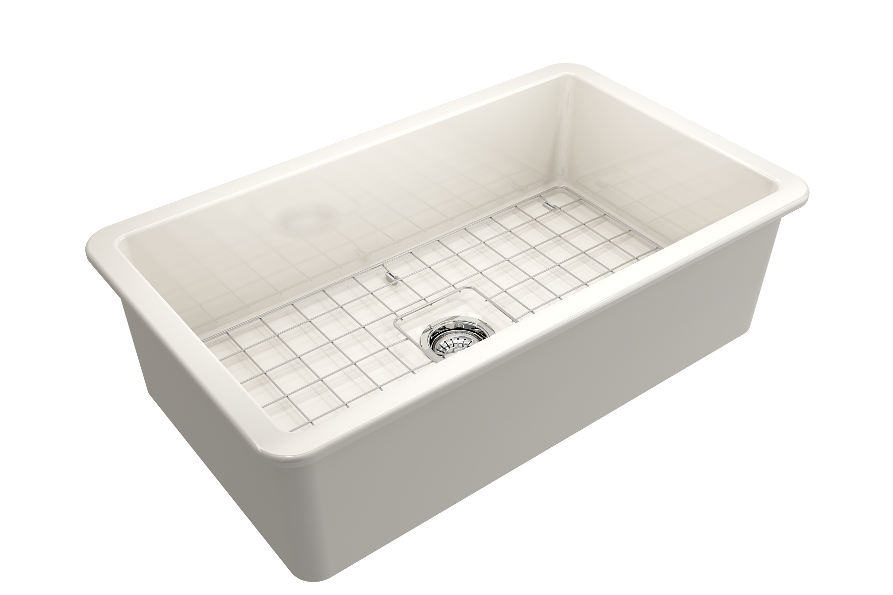 Sotto Dual-mount Fireclay 32 in. Single Bowl Kitchen Sink with Protective Bottom Grid and Strainer 1362
