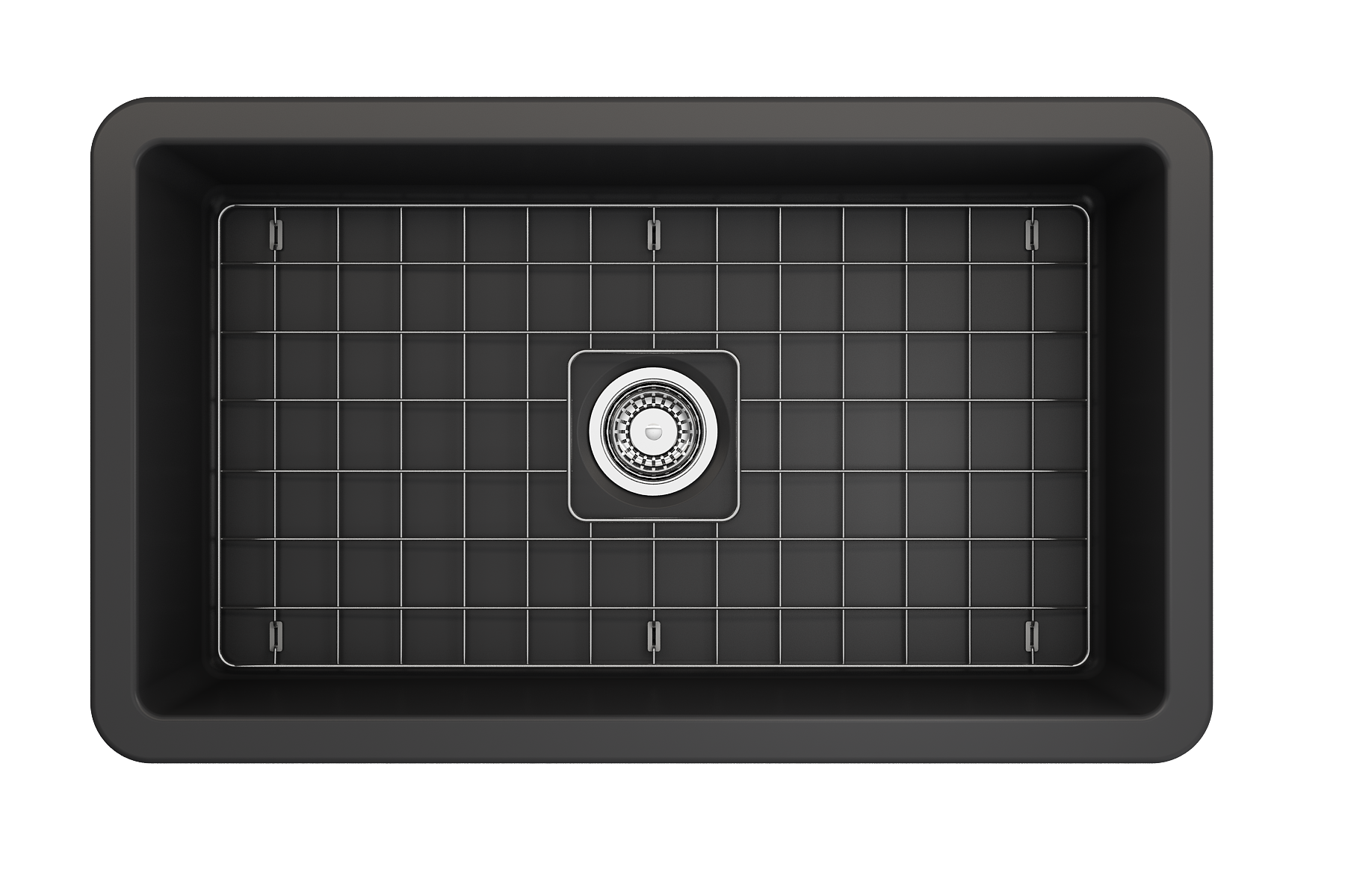 Sotto Dual-mount Fireclay 32 in. Single Bowl Kitchen Sink with Protective Bottom Grid and Strainer 1362