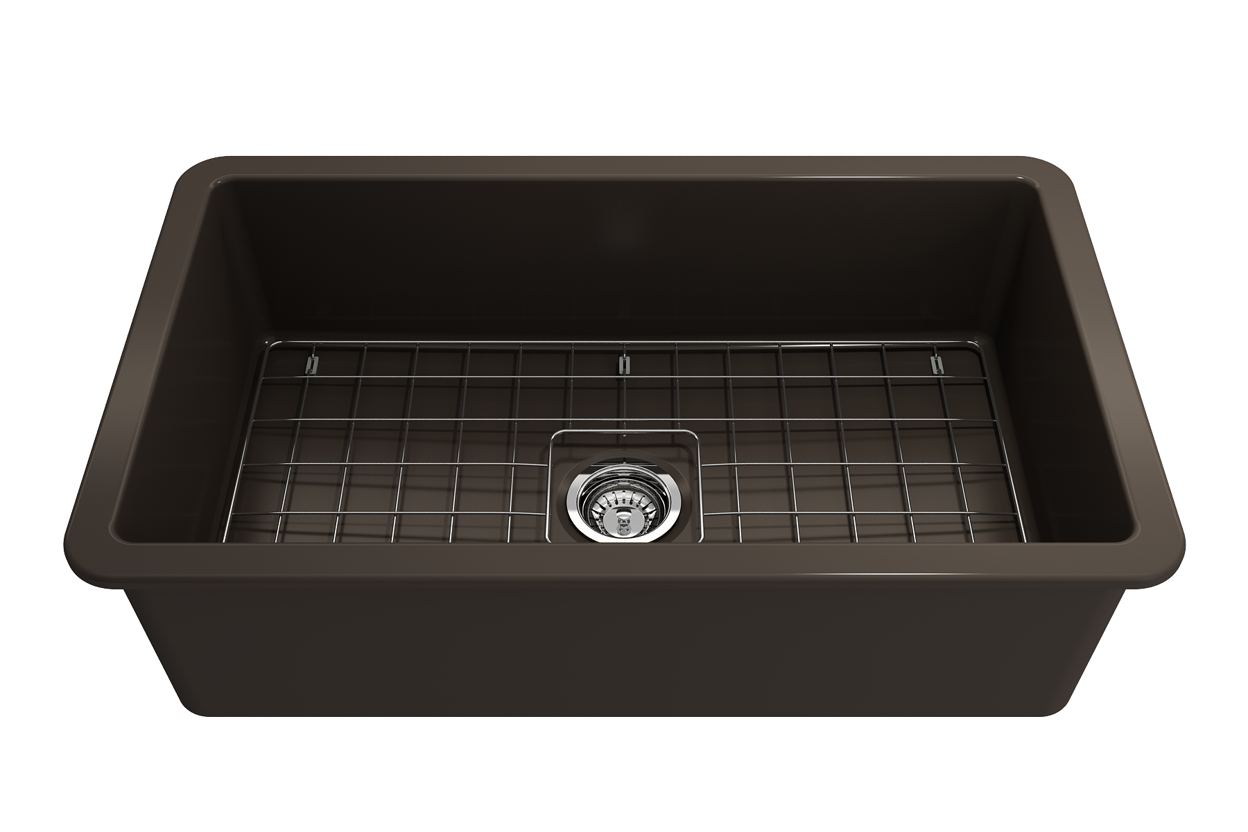 Sotto Dual-mount Fireclay 32 in. Single Bowl Kitchen Sink with Protective Bottom Grid and Strainer 1362