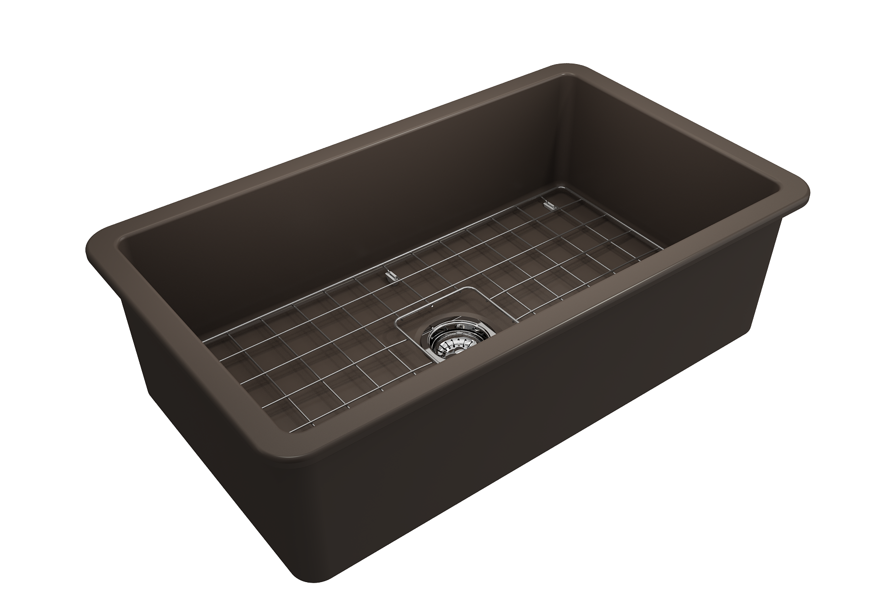 Sotto Dual-mount Fireclay 32 in. Single Bowl Kitchen Sink with Protective Bottom Grid and Strainer 1362