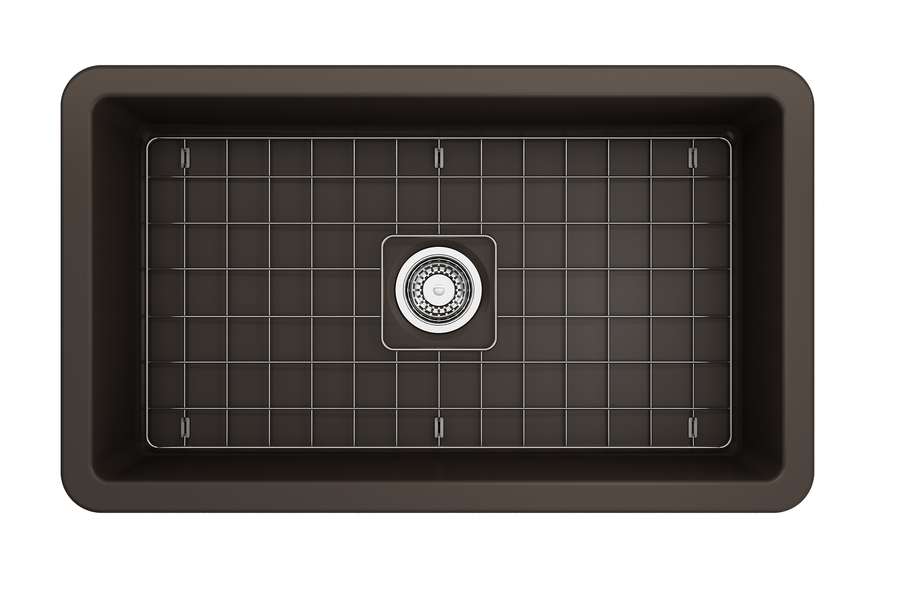 Sotto Dual-mount Fireclay 32 in. Single Bowl Kitchen Sink with Protective Bottom Grid and Strainer 1362