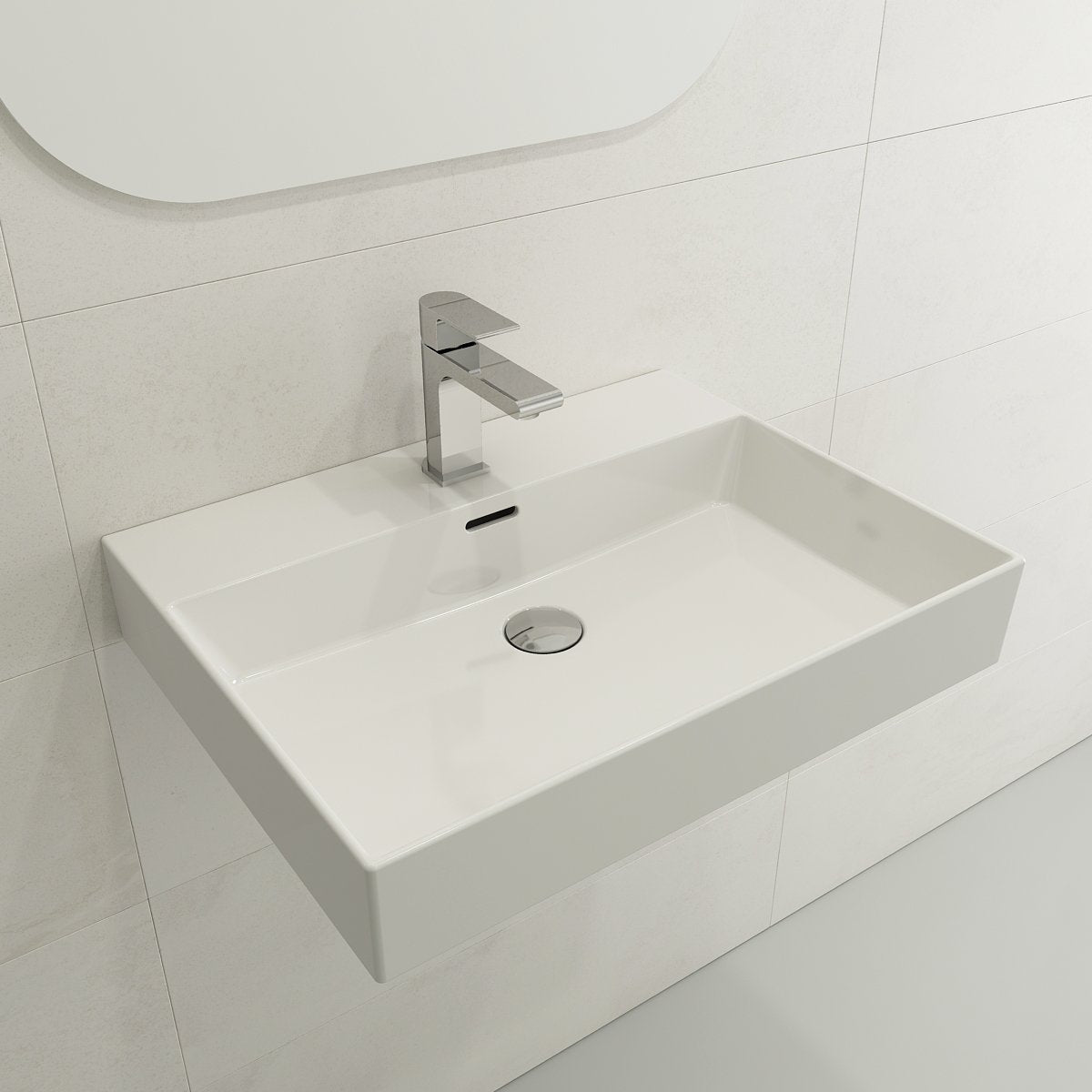 Milano Wall-Mounted Sink Fireclay 24 in. 1-Hole with Overflow 1376