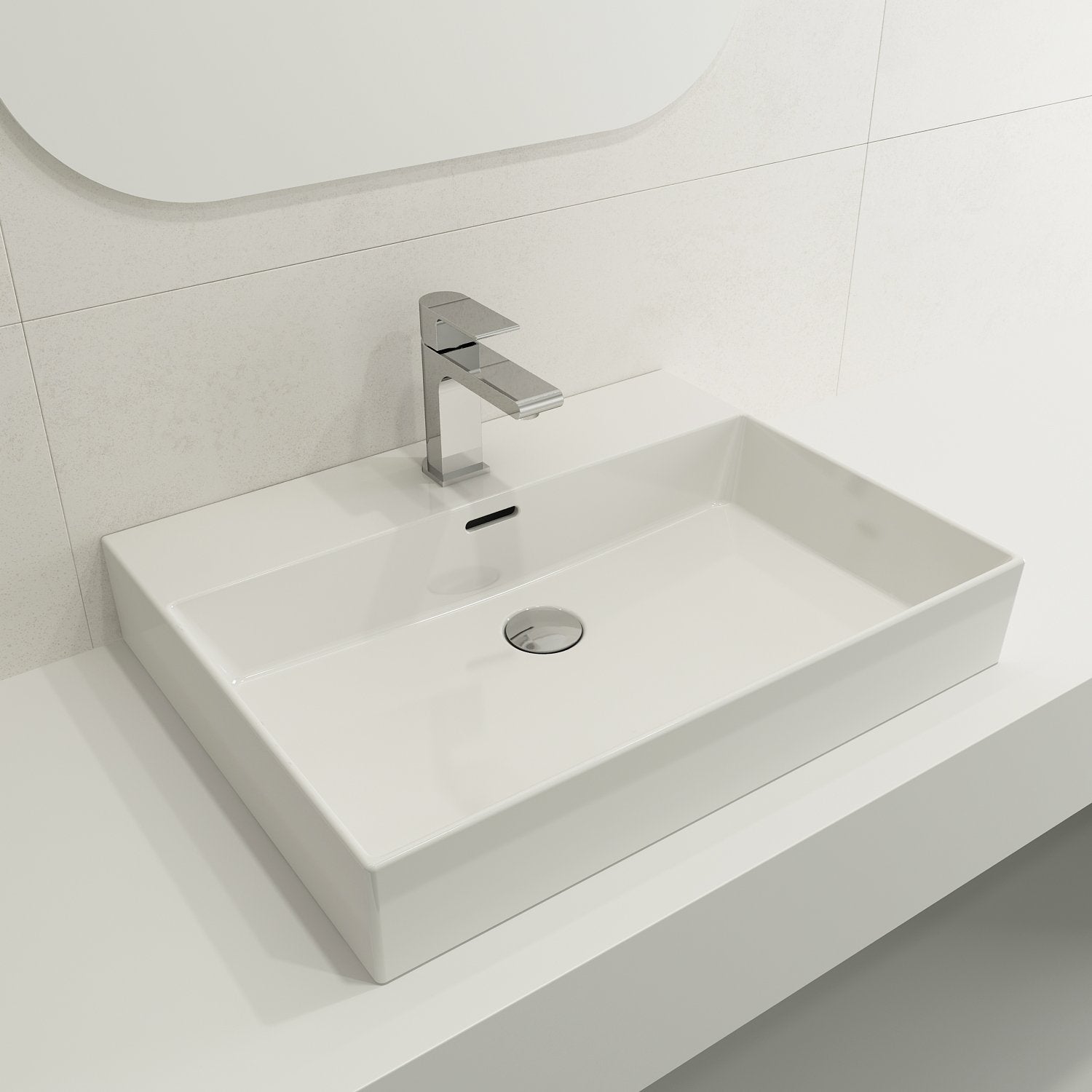 Milano Wall-Mounted Sink Fireclay 24 in. 1-Hole with Overflow 1376