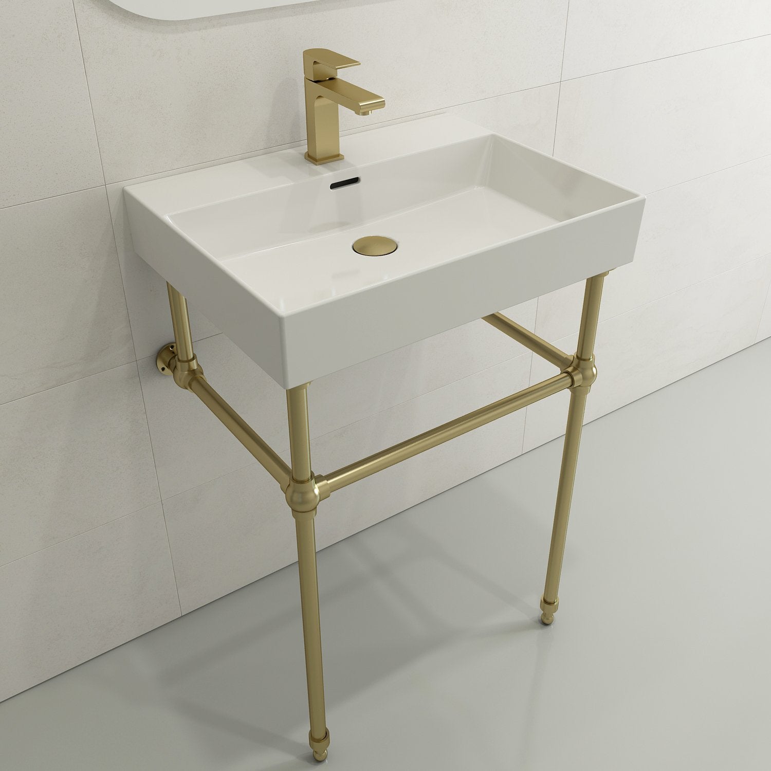 Milano Wall-Mounted Sink Fireclay 24 in. 1-Hole with Overflow 1376