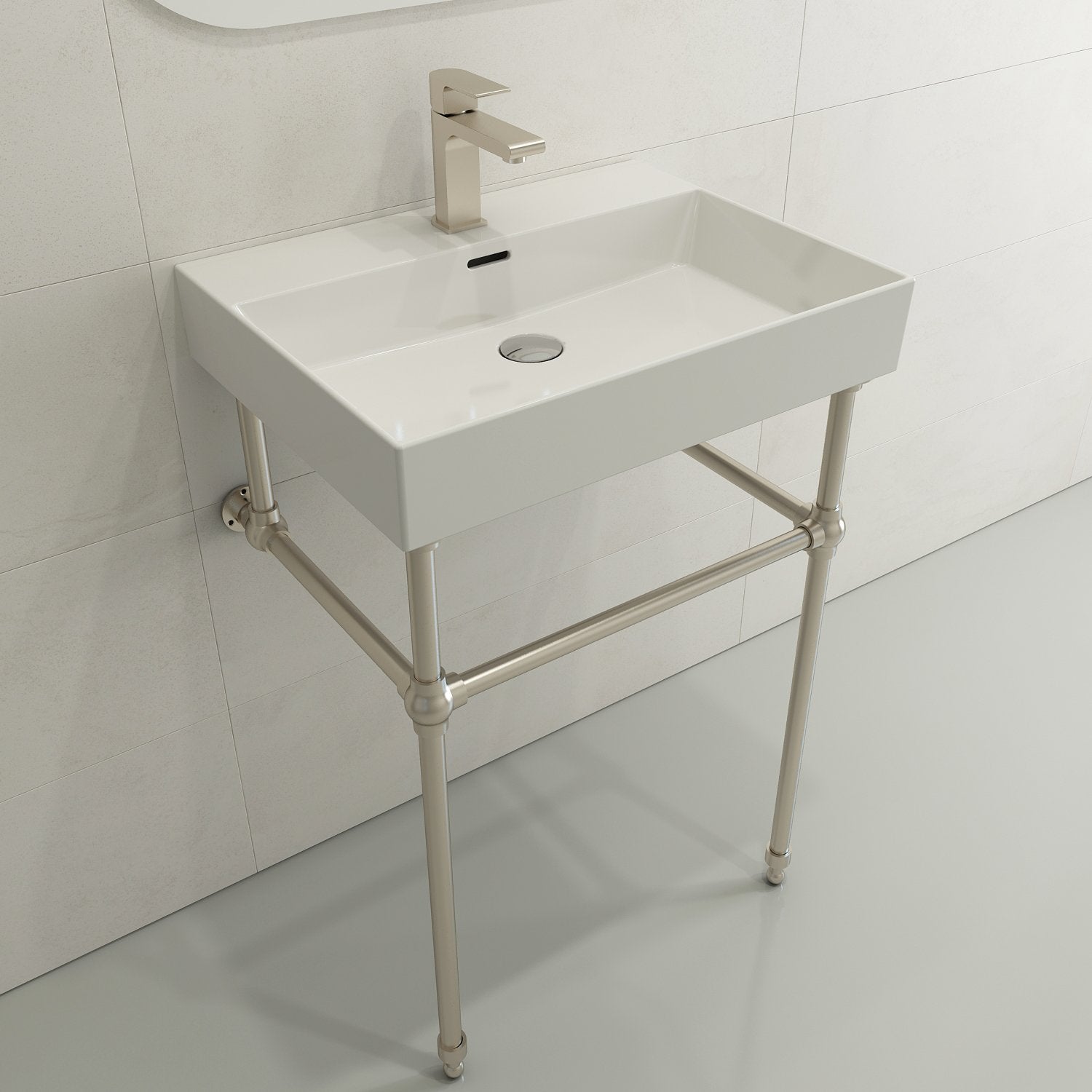 Milano Wall-Mounted Sink Fireclay 24 in. 1-Hole with Overflow 1376