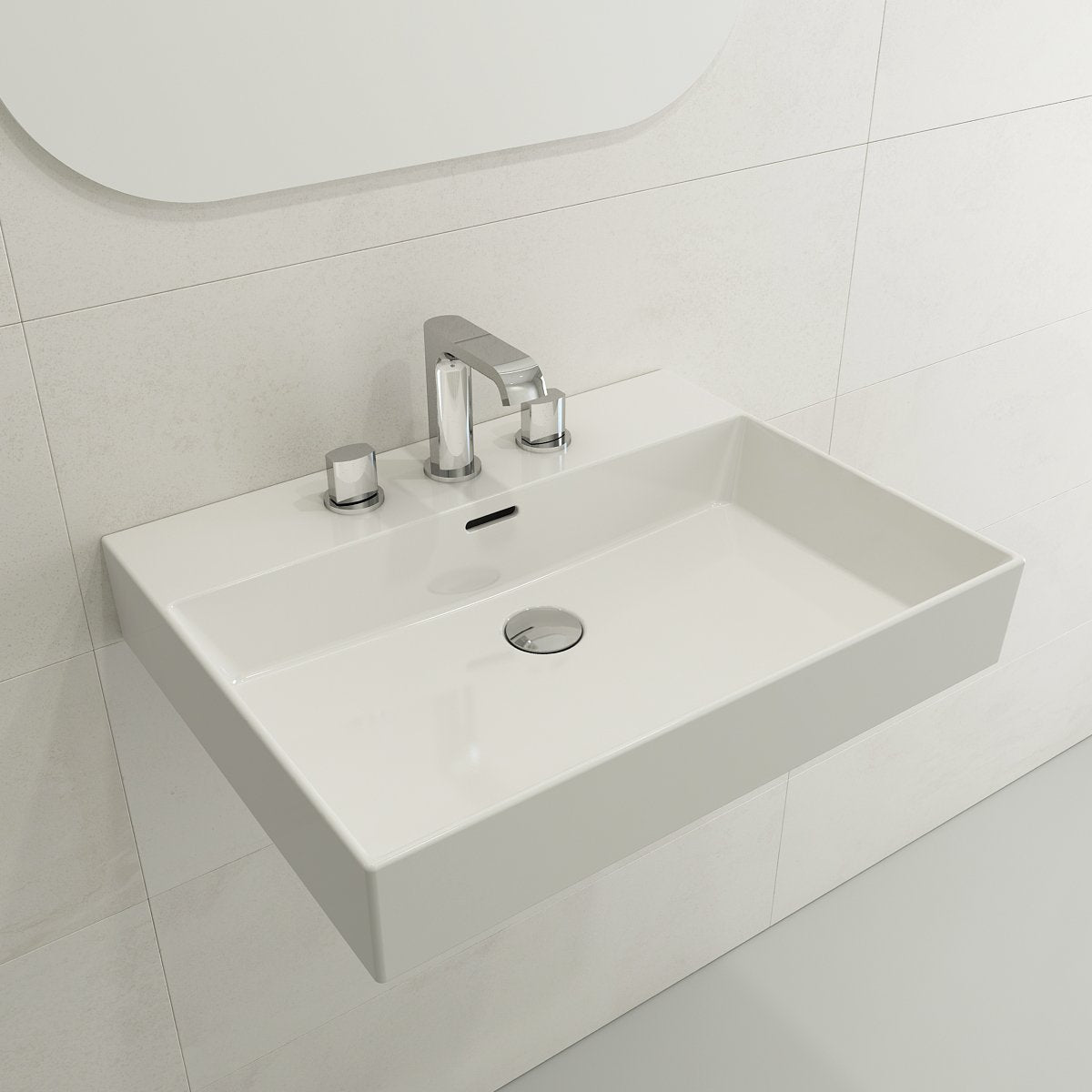 Milano Wall-Mounted Sink Fireclay 24 in. 3-Hole with Overflow 1376